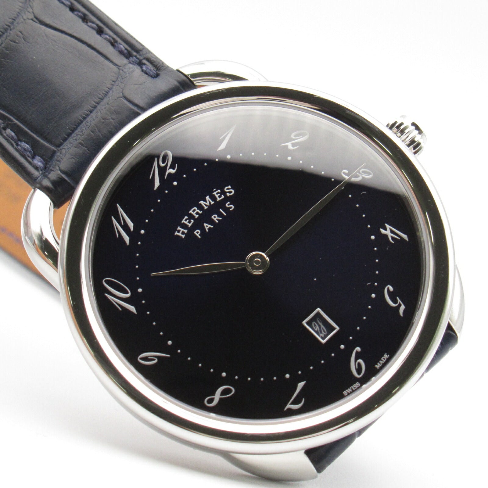 Hermes Arceau Watch Stainless Steel Leather