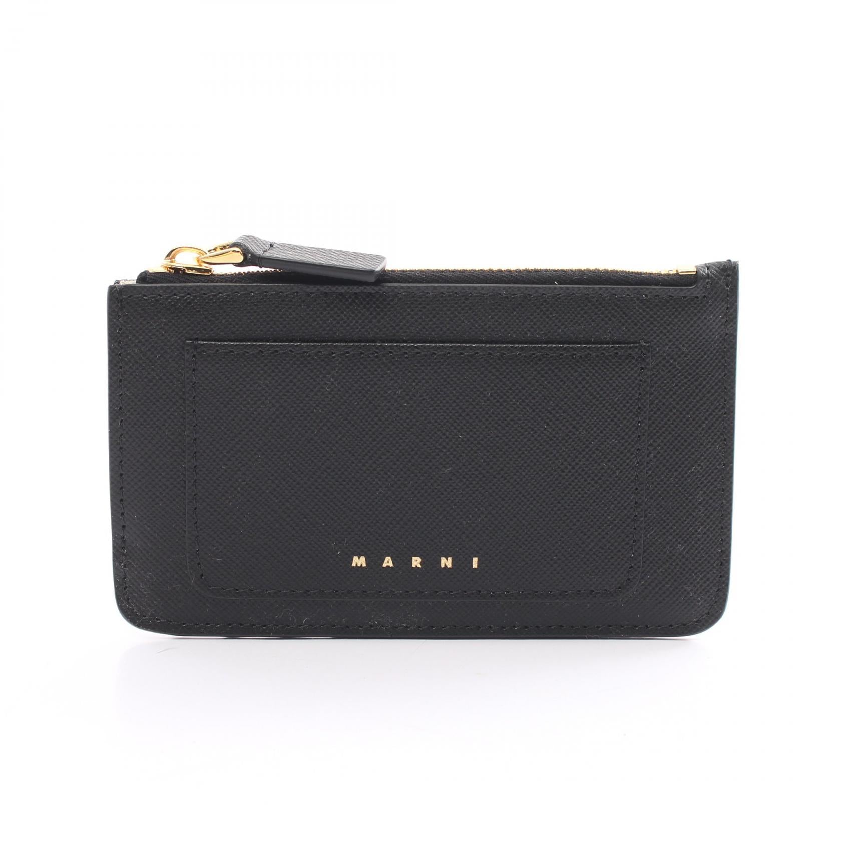 Marni Leather Coin Case Wallet Black