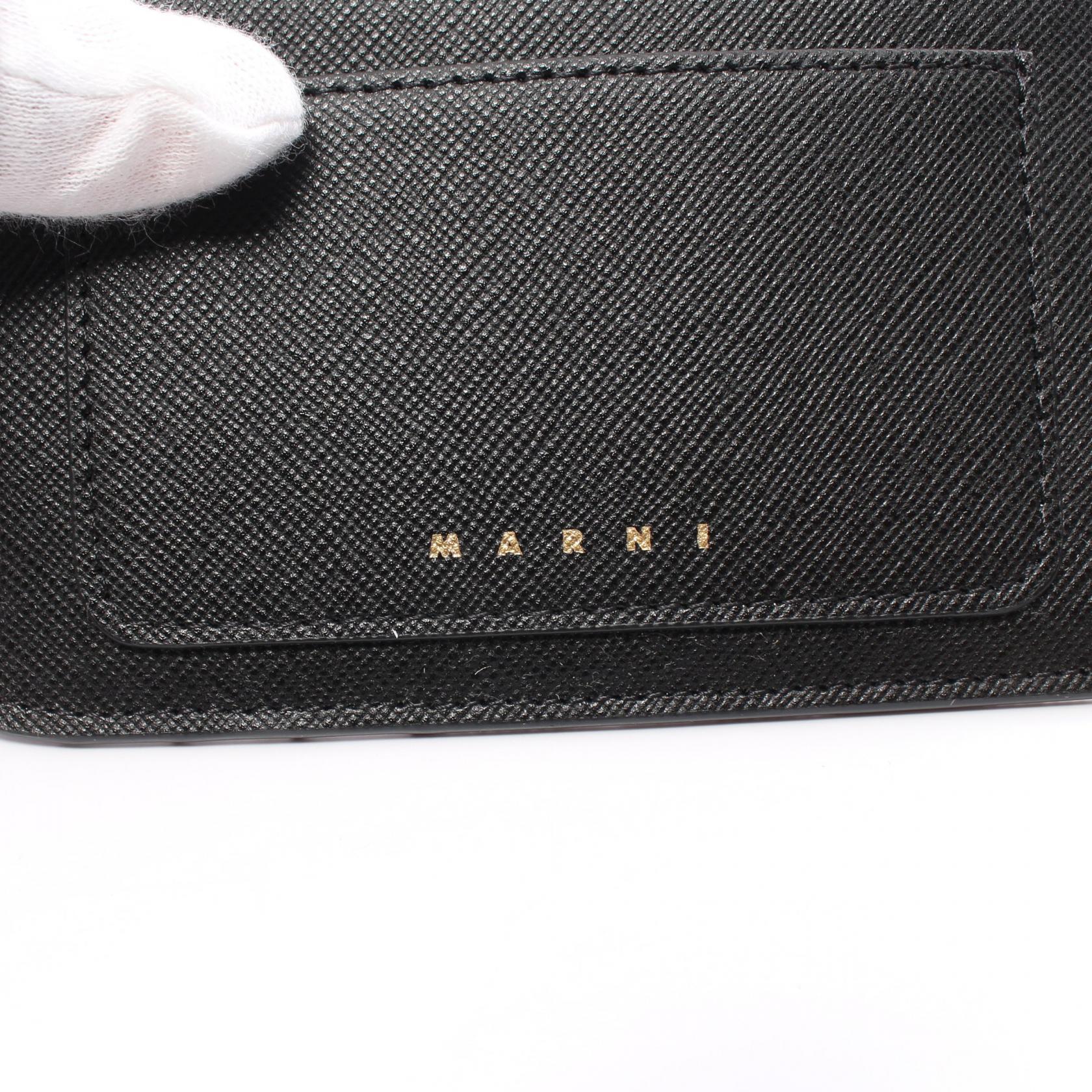 Marni Leather Coin Case Wallet Black