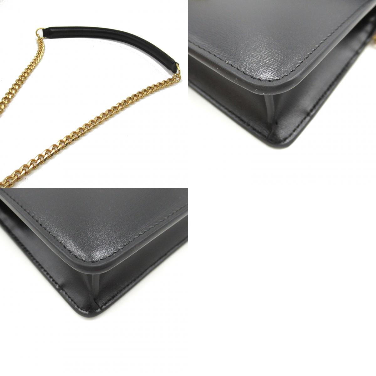 Celine Triomphe Leather Shoulder Bag Black