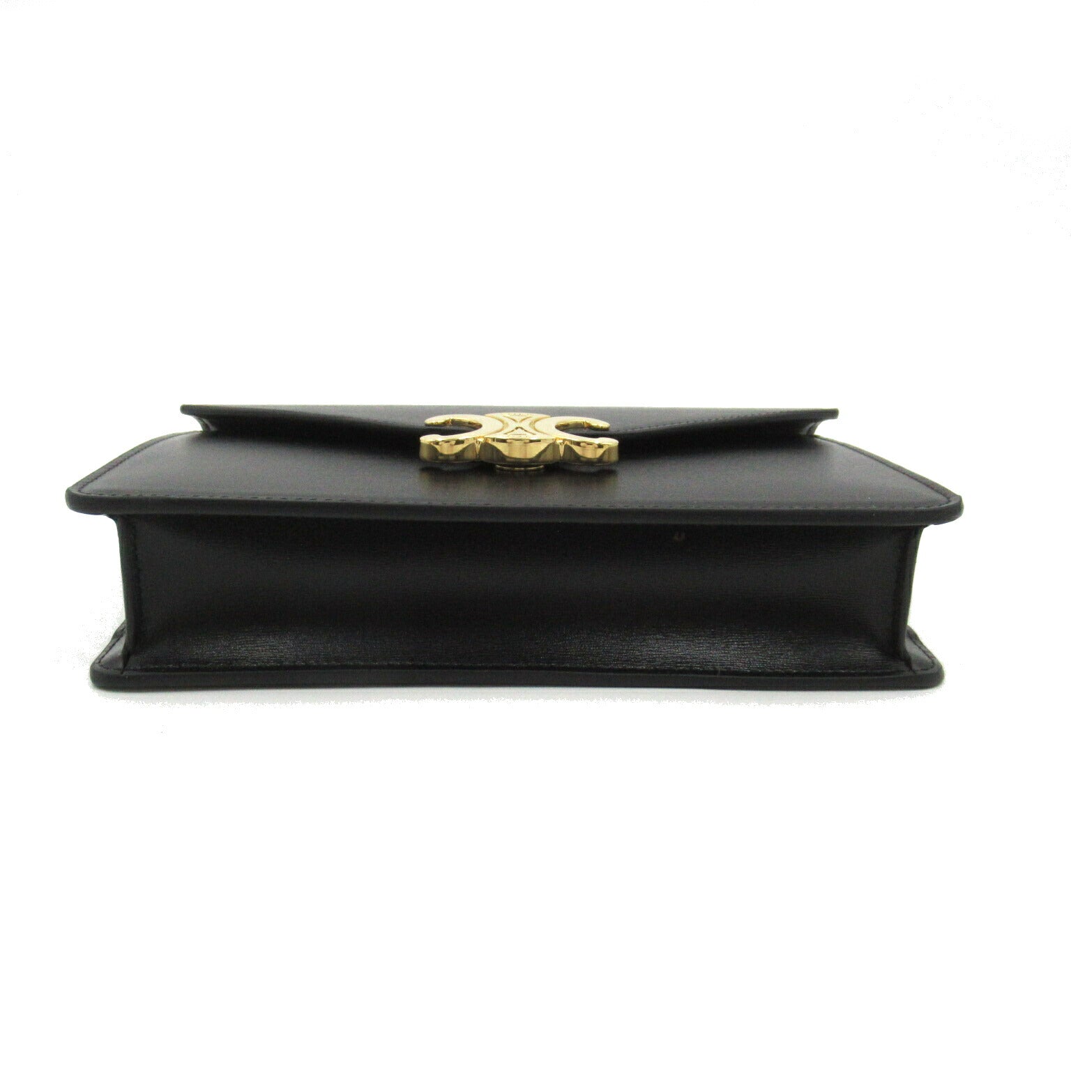 Celine Triomphe Leather Shoulder Bag Black