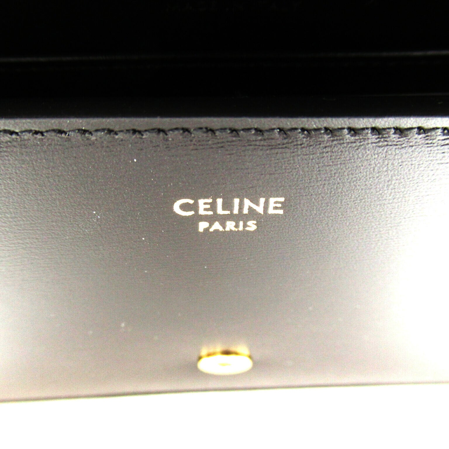 Celine Triomphe Leather Shoulder Bag Black