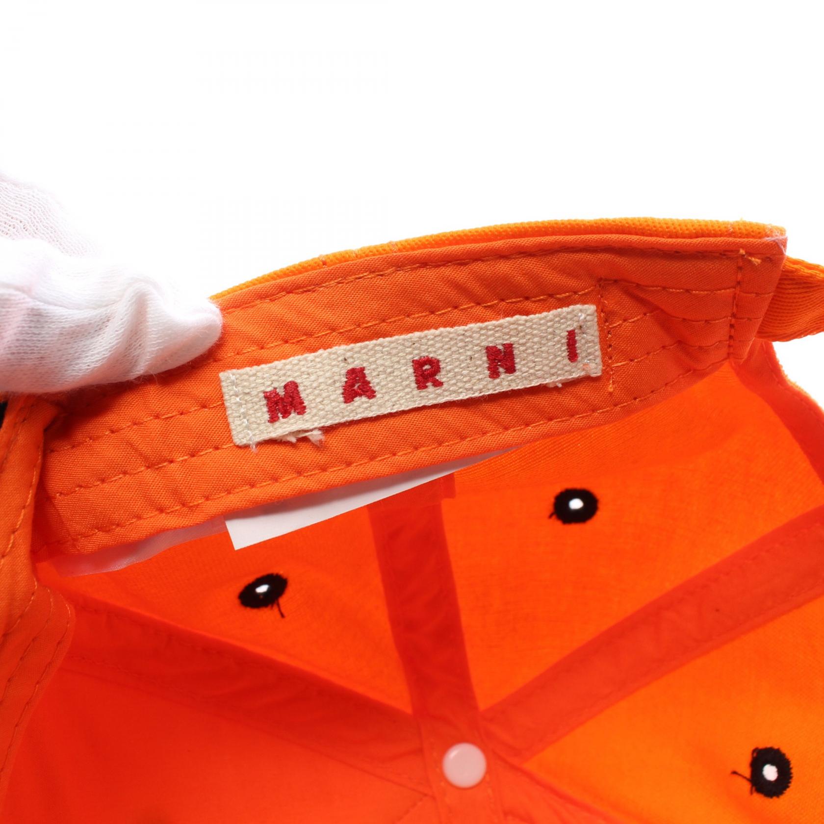 Marni Cotton Hat Orange/Black Unisex