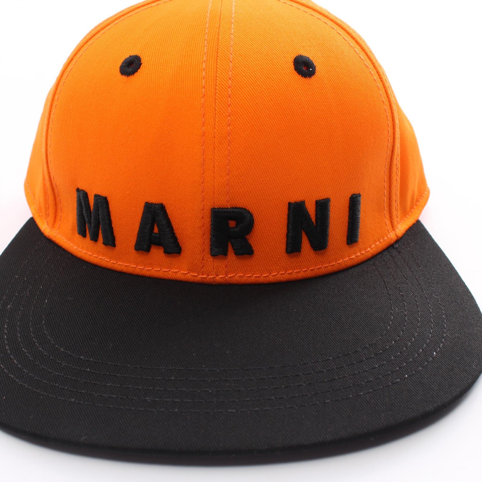 Marni Cotton Hat Orange/Black Unisex