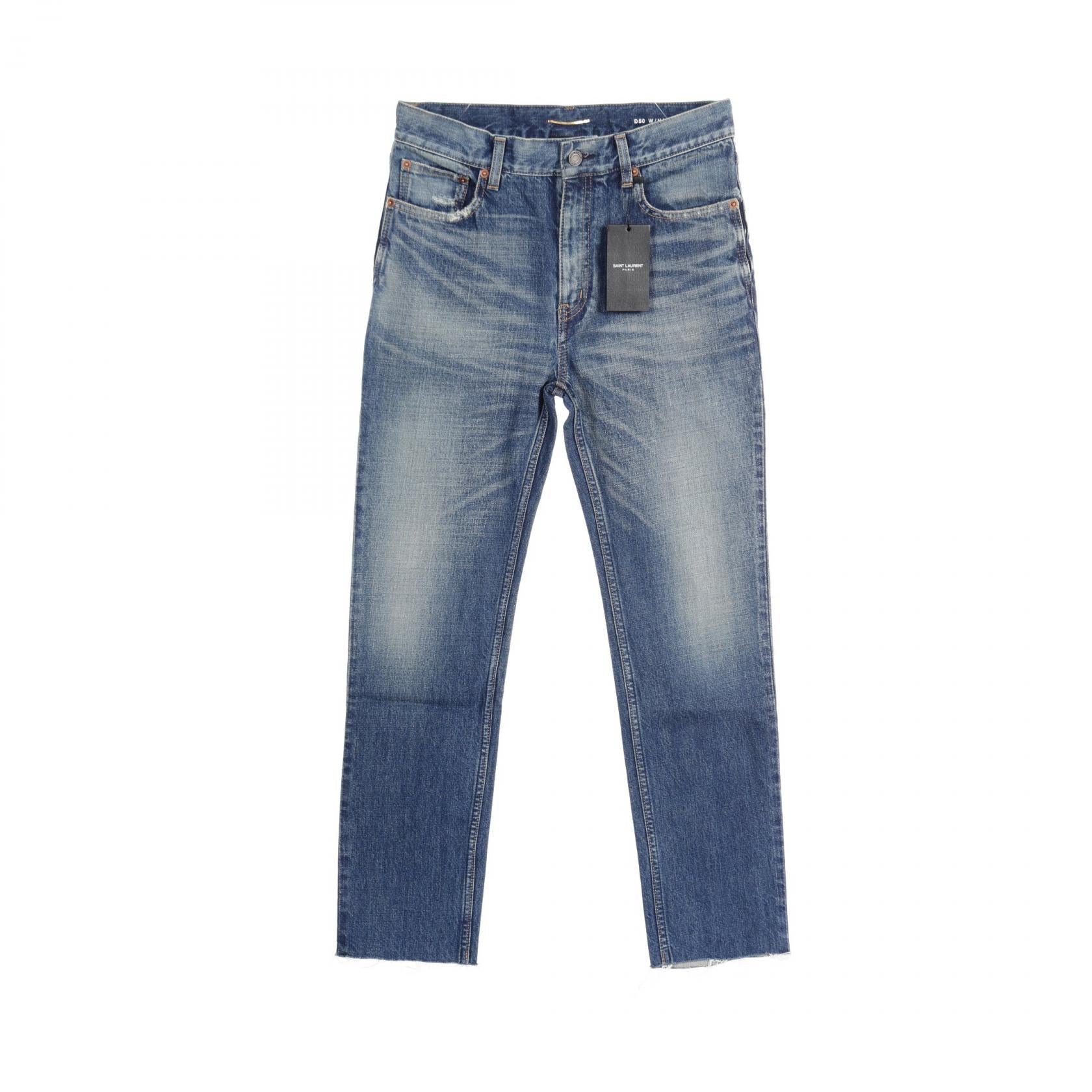 Yves Saint Laurent Cotton Straight Jeans Denim