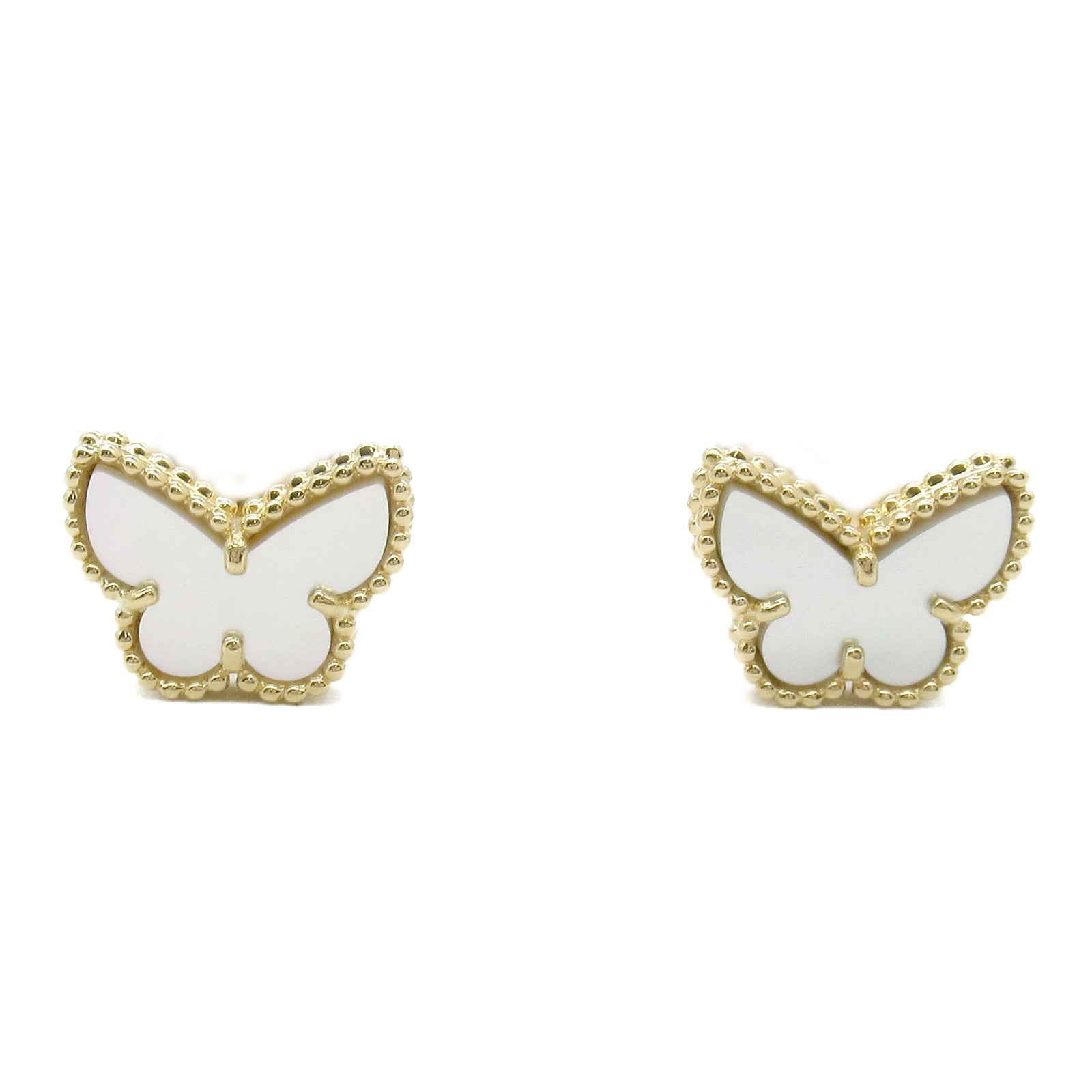 Van Cleef & Arpels Sweet Alhambra Butterfly Earrings K18 Yellow Gold Mother of Pearl