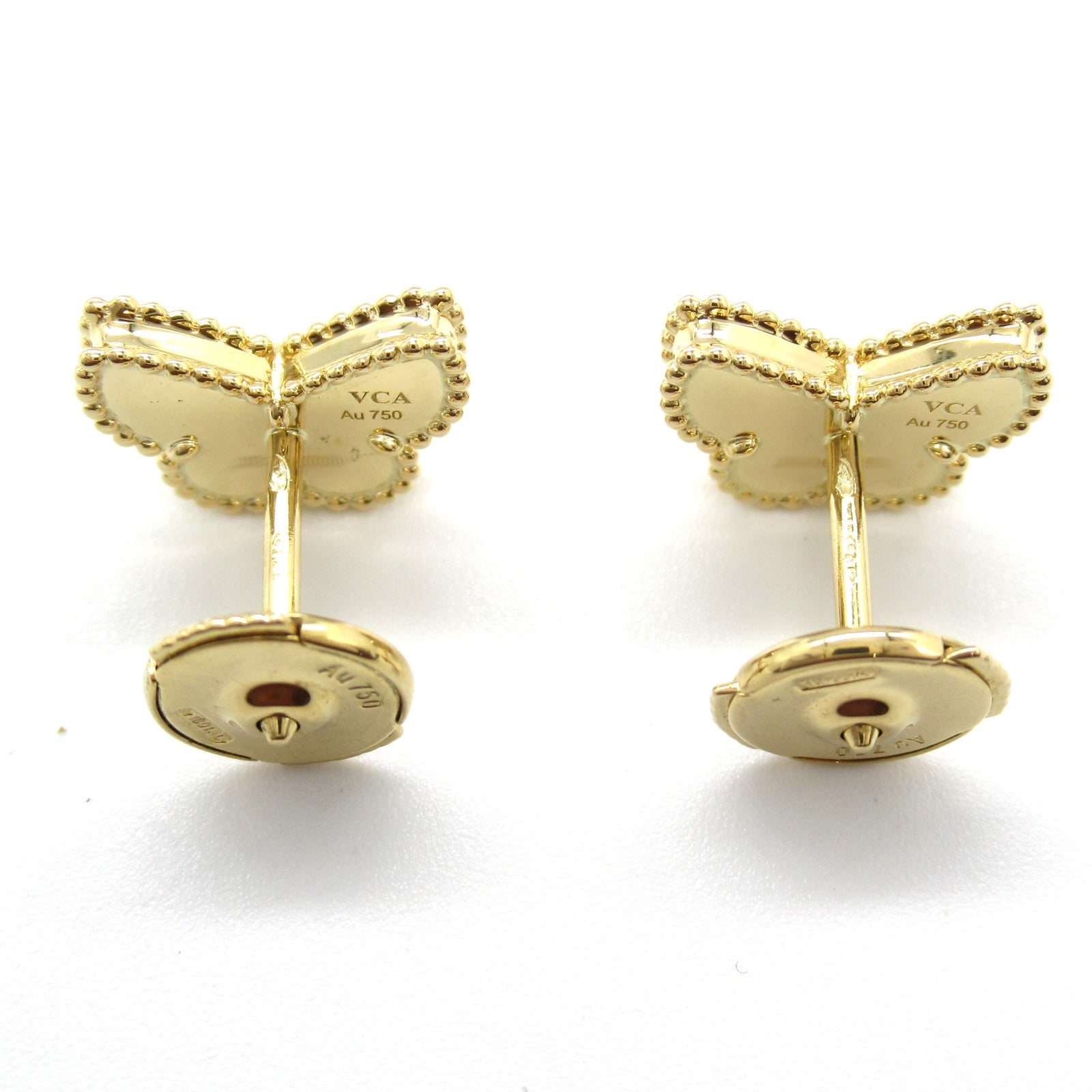 Van Cleef & Arpels Sweet Alhambra Butterfly Earrings K18 Yellow Gold Mother of Pearl