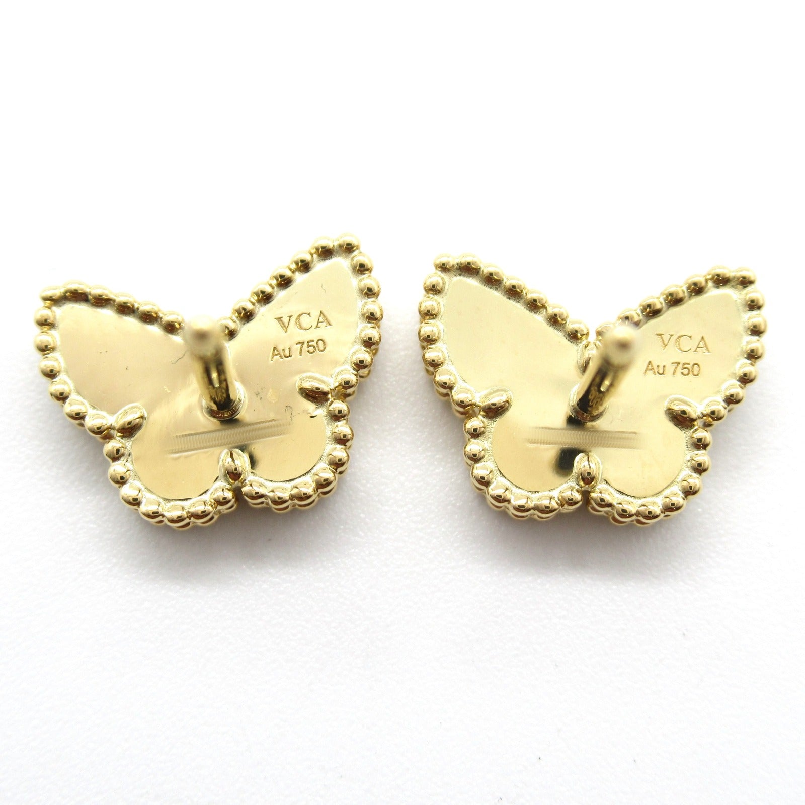 Van Cleef & Arpels Sweet Alhambra Butterfly Earrings K18 Yellow Gold Mother of Pearl