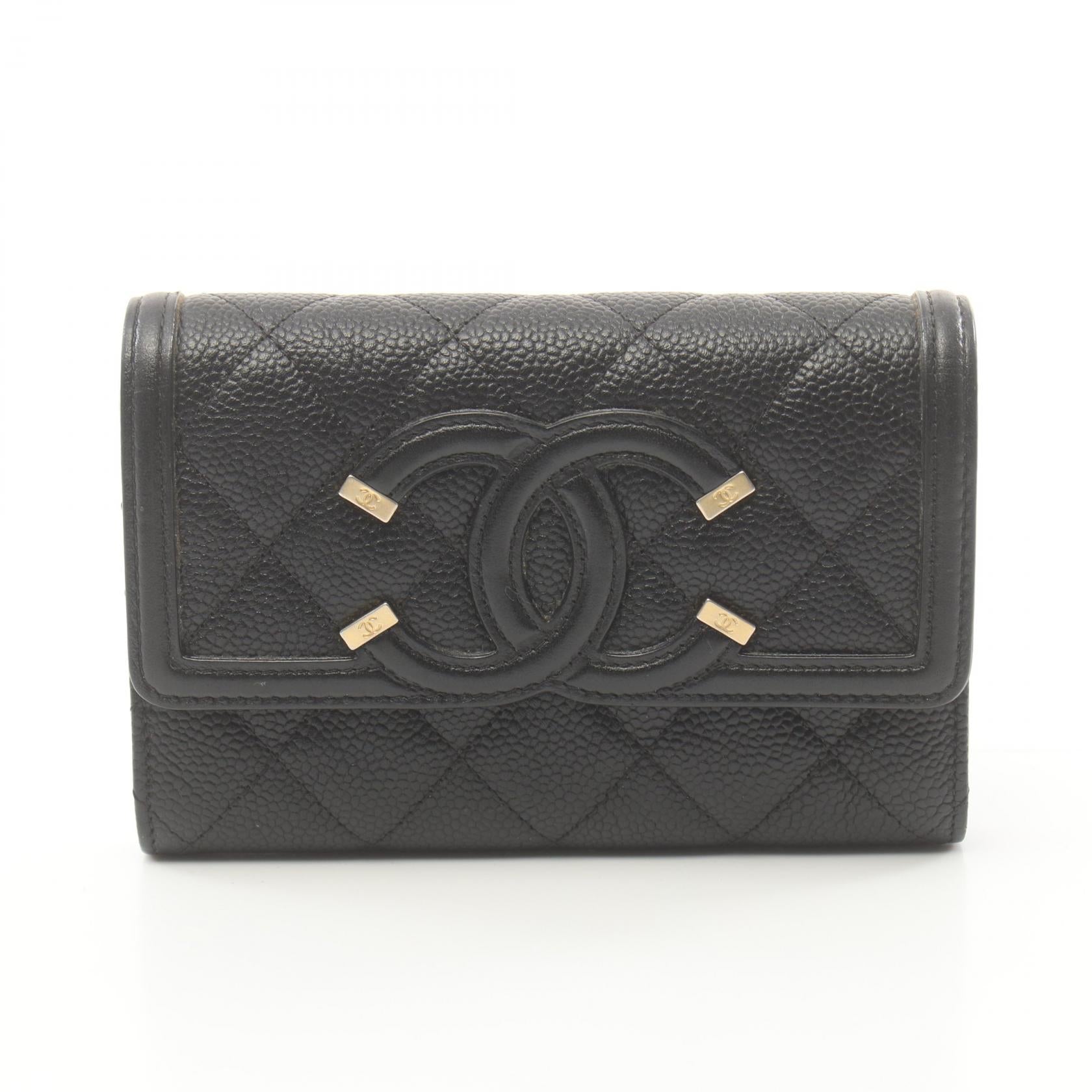 Chanel Caviar Skin CC Filigree Wallet Black