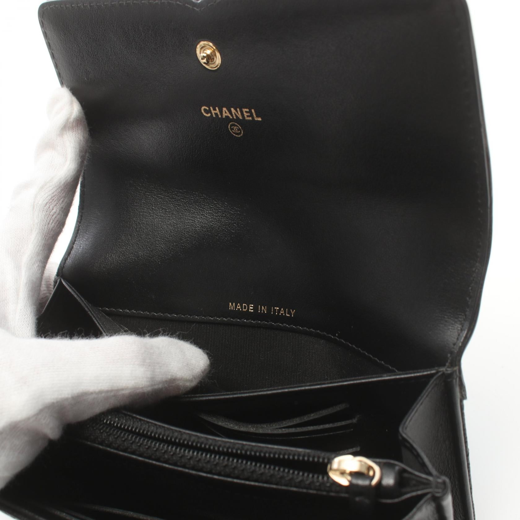 Chanel Caviar Skin CC Filigree Wallet Black