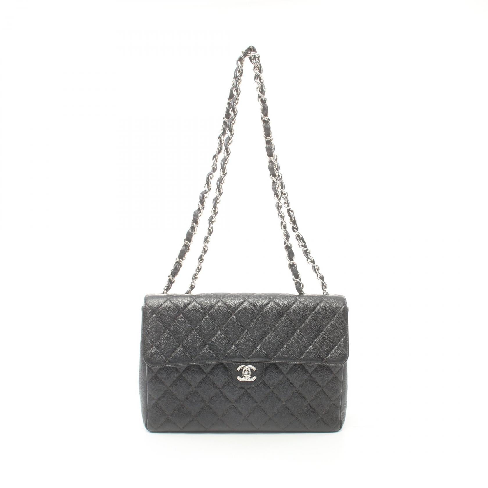 Chanel Caviar Skin Shoulder Bag Black