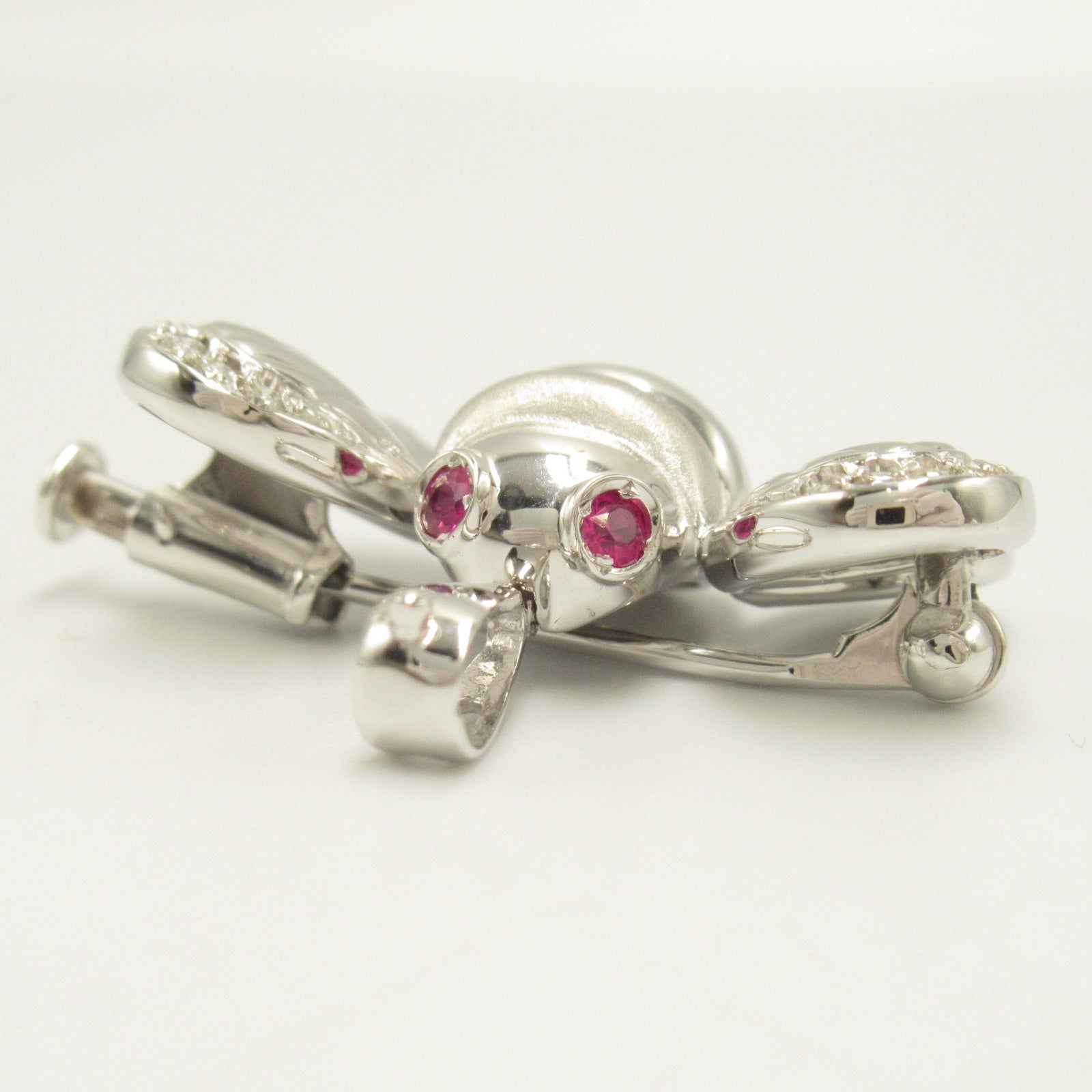 Ruby Diamond Brooch K18WG White Gold