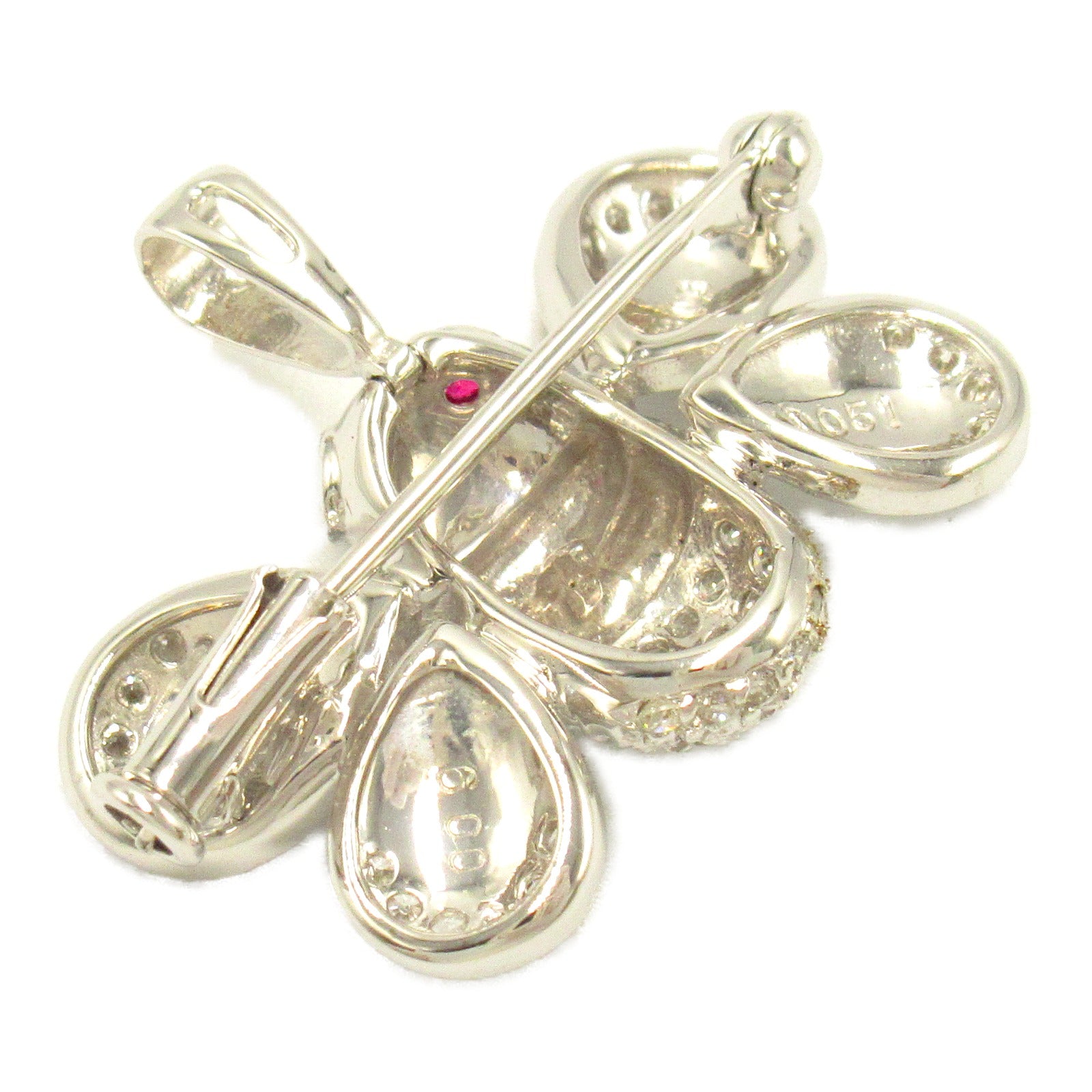 Ruby Diamond Brooch K18WG White Gold