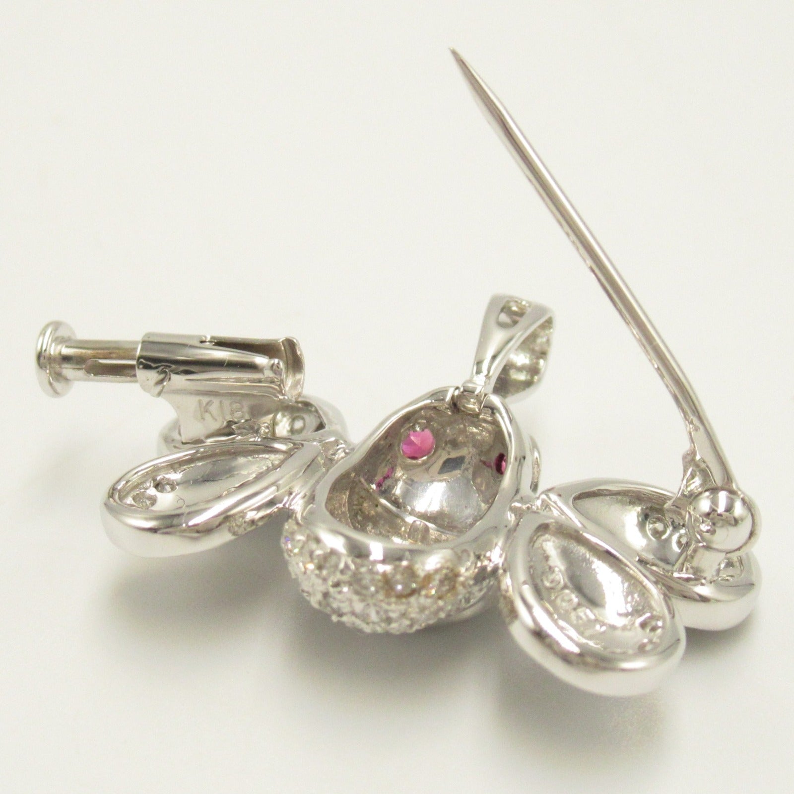 Ruby Diamond Brooch K18WG White Gold