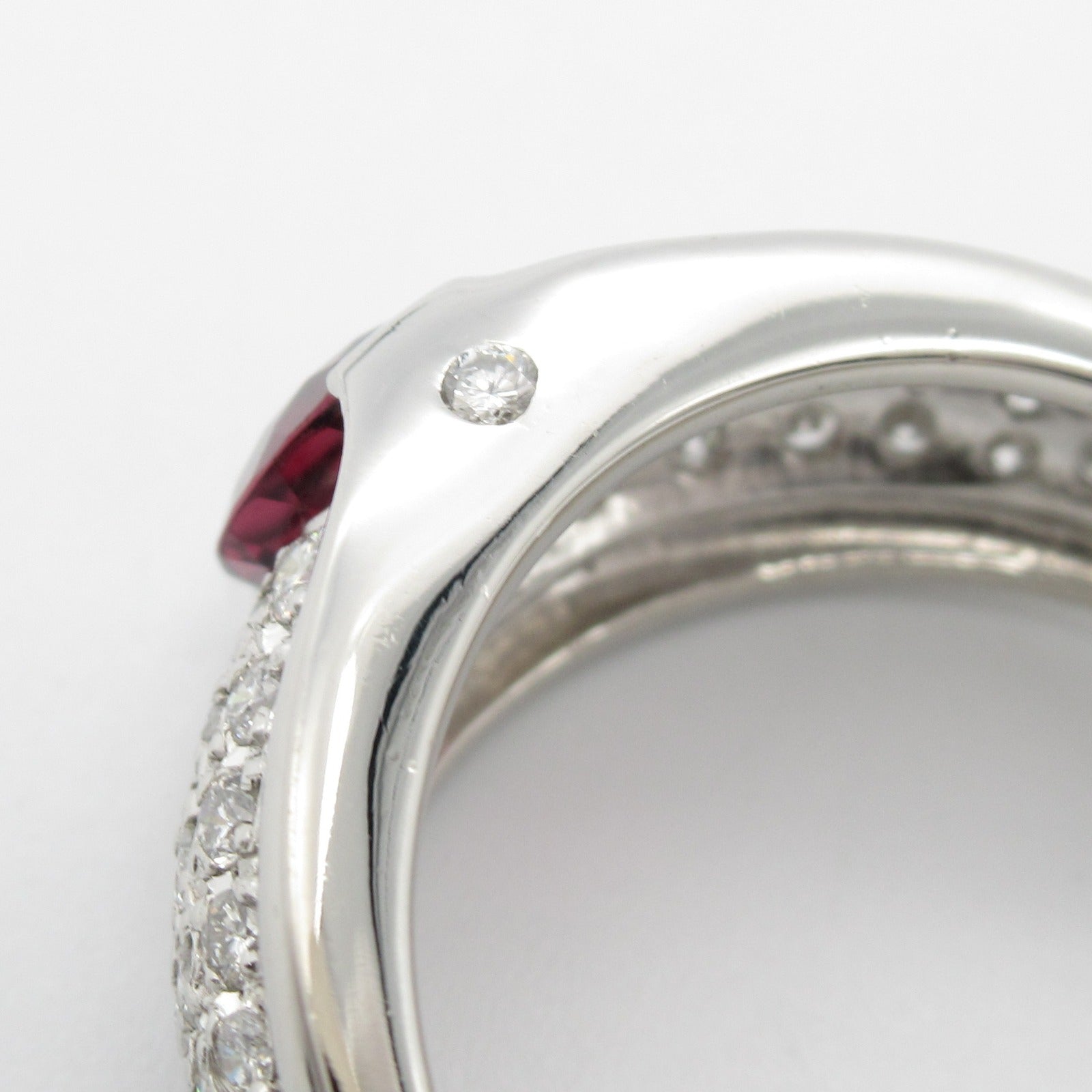 Red Tourmaline Diamond Ring Pt900 Platinum Jewelry