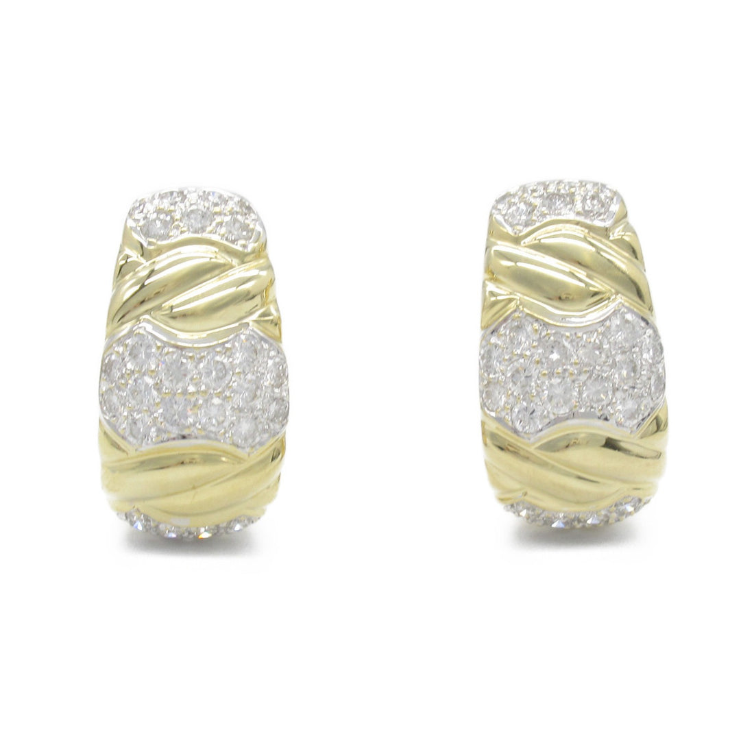 K18 Yellow Gold Diamond Earrings Jewelry