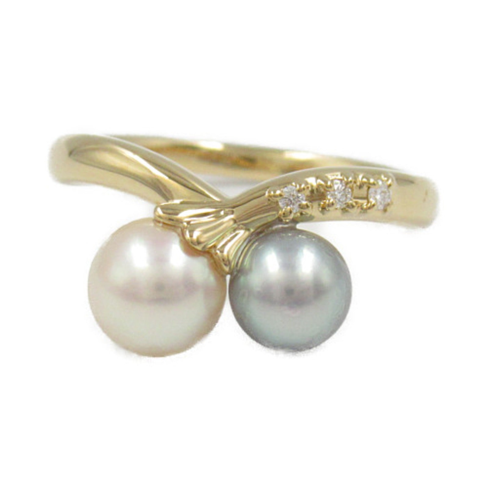 Tasaki Pearl Diamond Ring K18 Yellow Gold