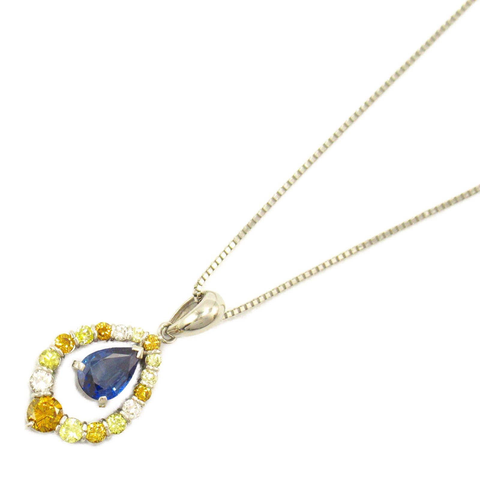 Sapphire Diamond Necklace Pt900 Pt850 Platinum