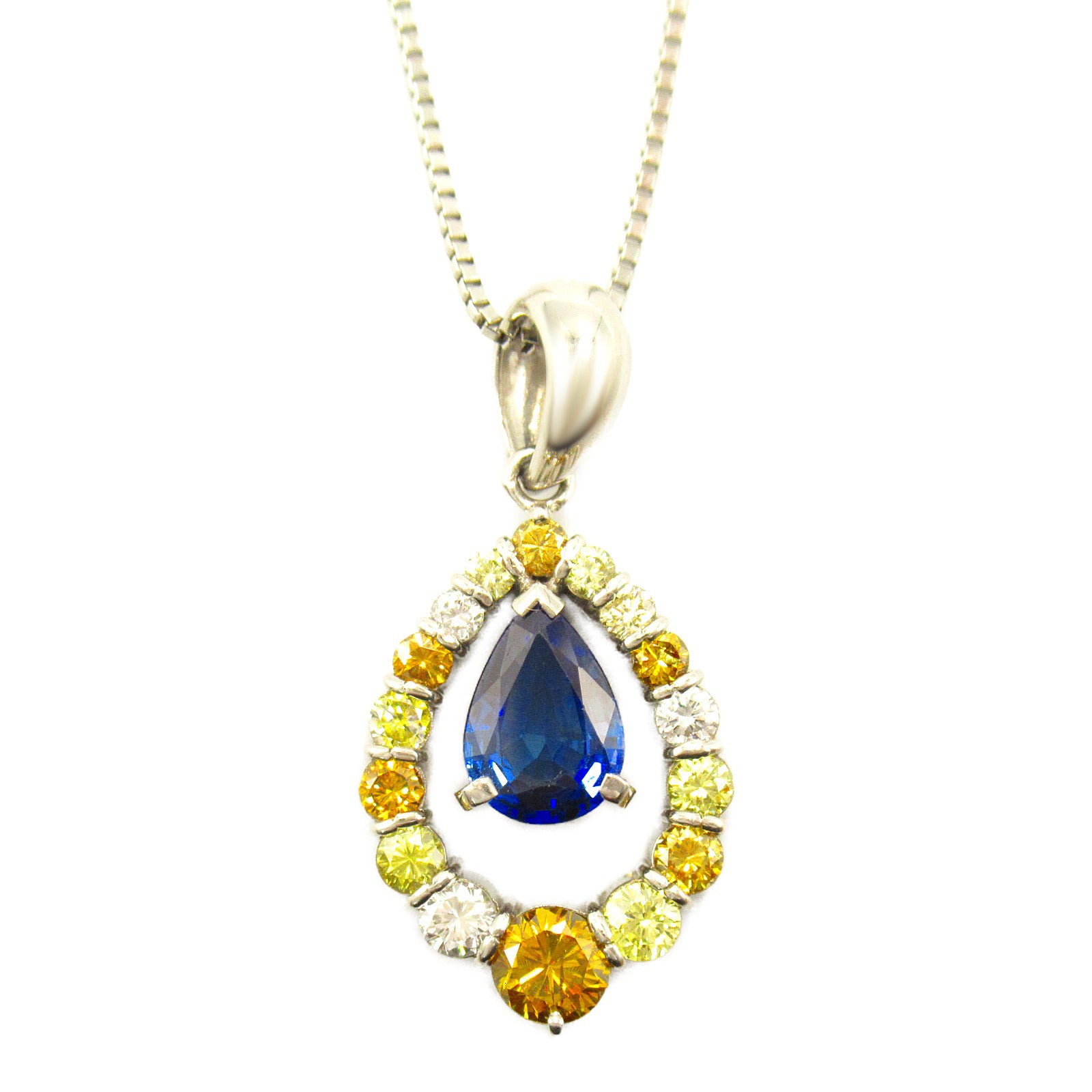 Sapphire Diamond Necklace Pt900 Pt850 Platinum