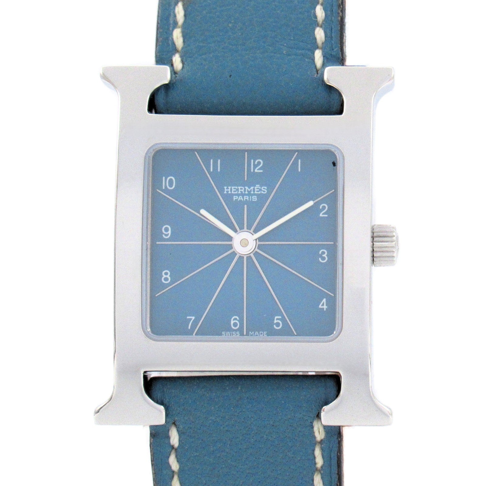 Hermes H Watch Stainless Steel Leather Quartz