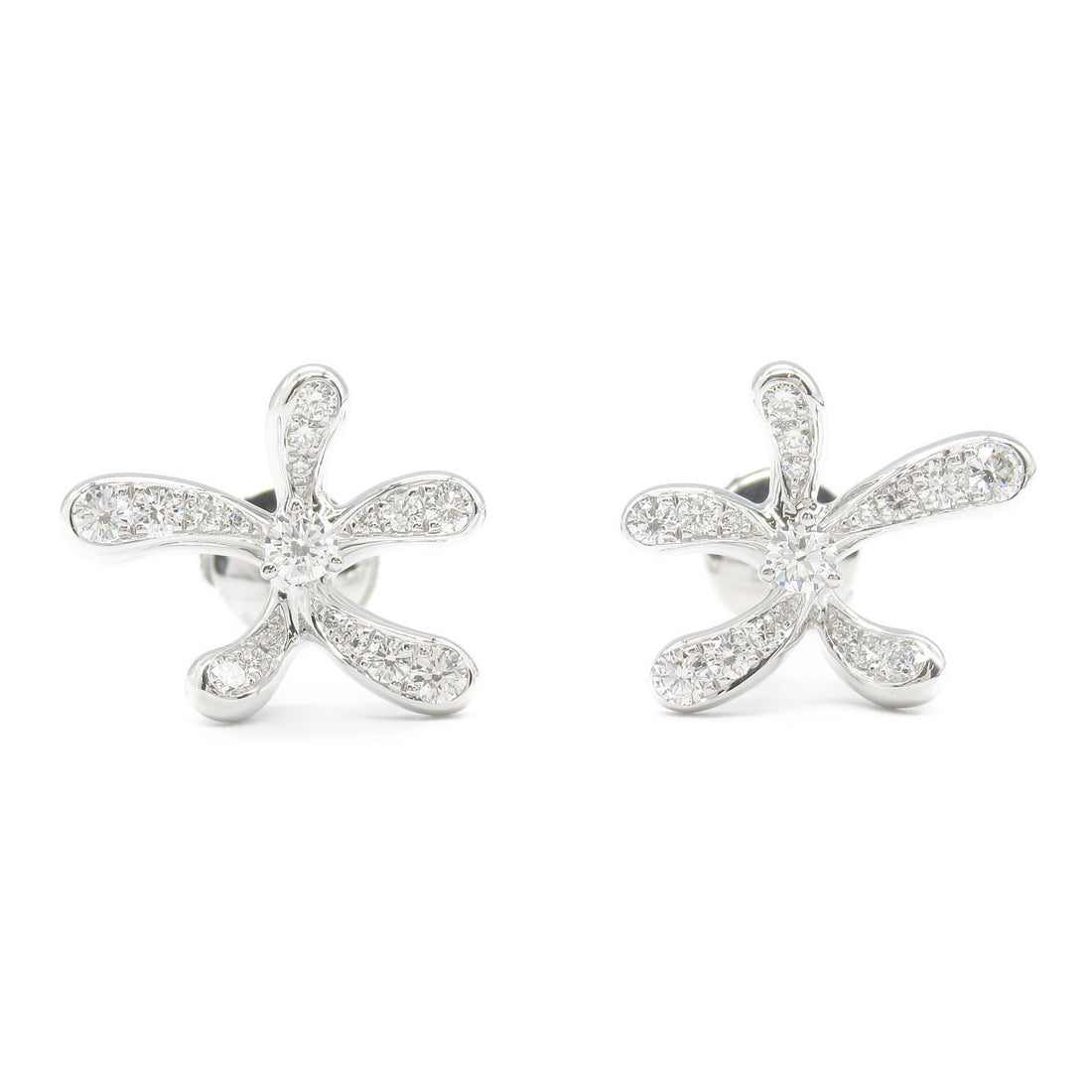 De Beers Diamond Earrings K18WG White Gold