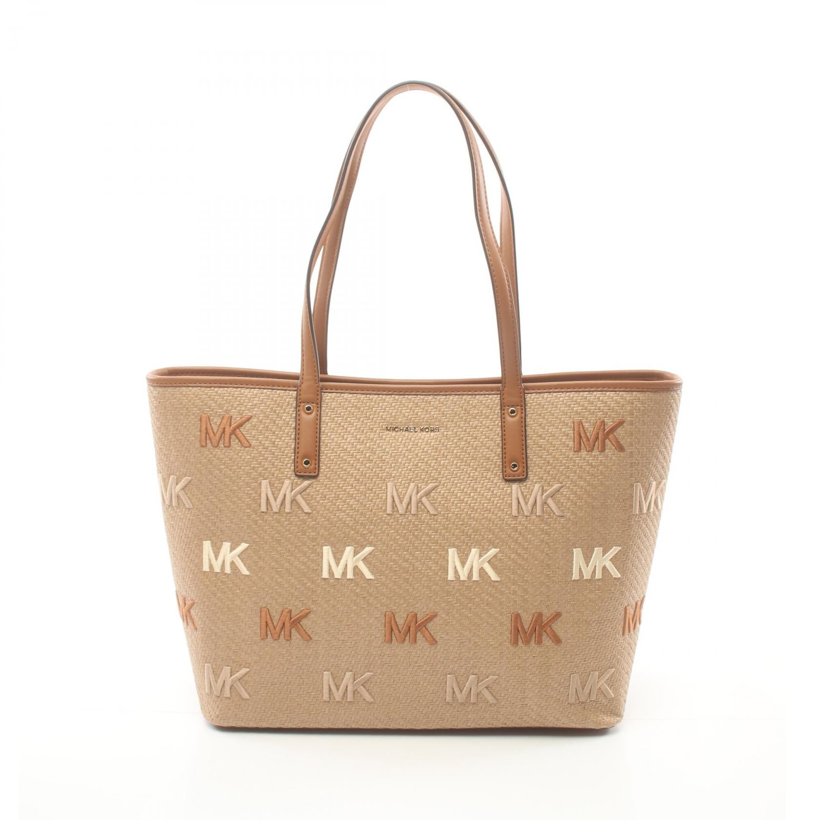 Michael Kors Carter Leather Straw Tote Bag