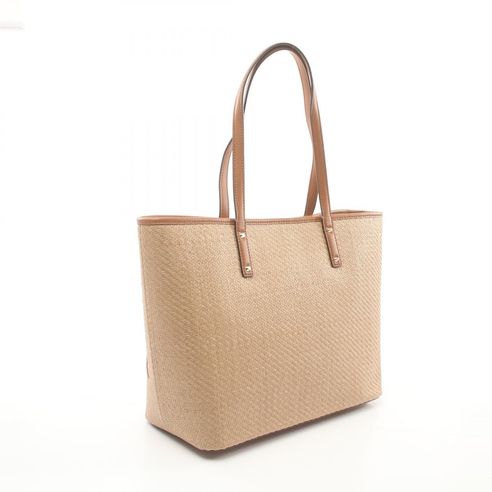 Michael Kors Carter Leather Straw Tote Bag