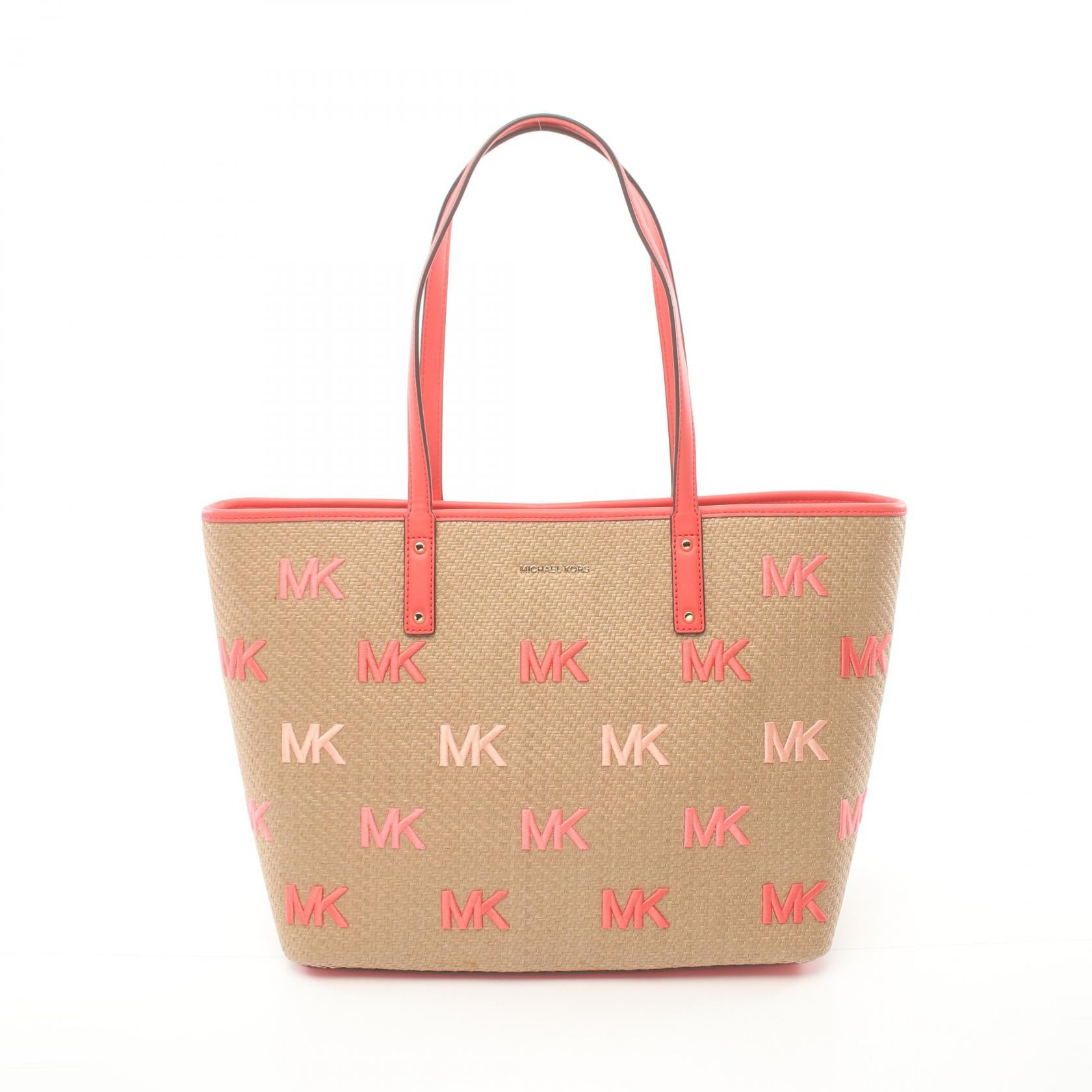 Michael Kors Carter Leather Straw Tote Bag