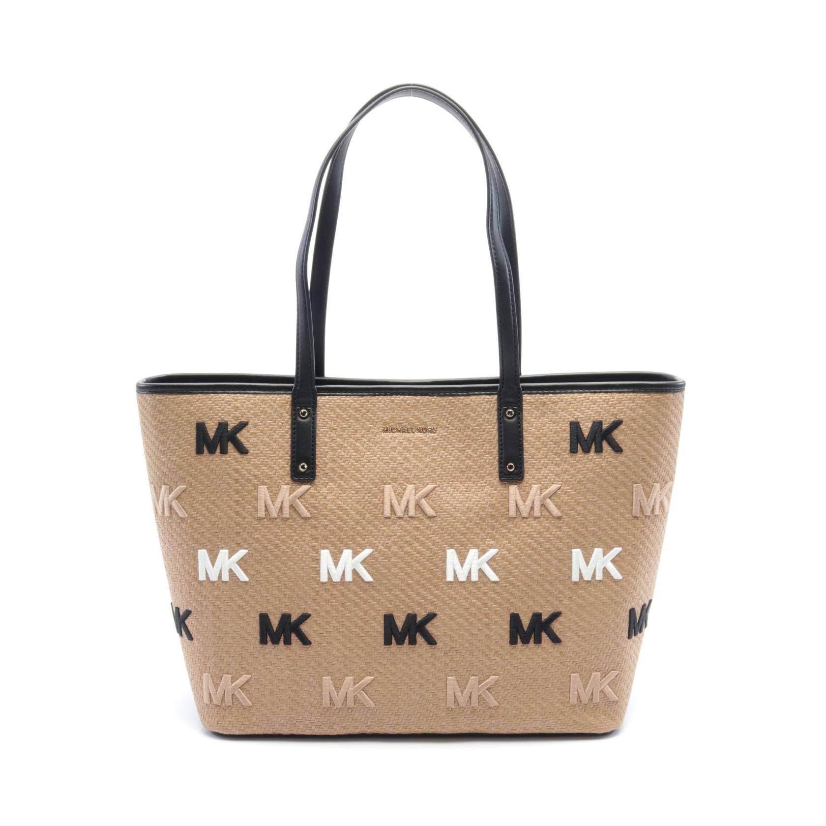 Michael Kors Carter Leather Straw Tote Bag