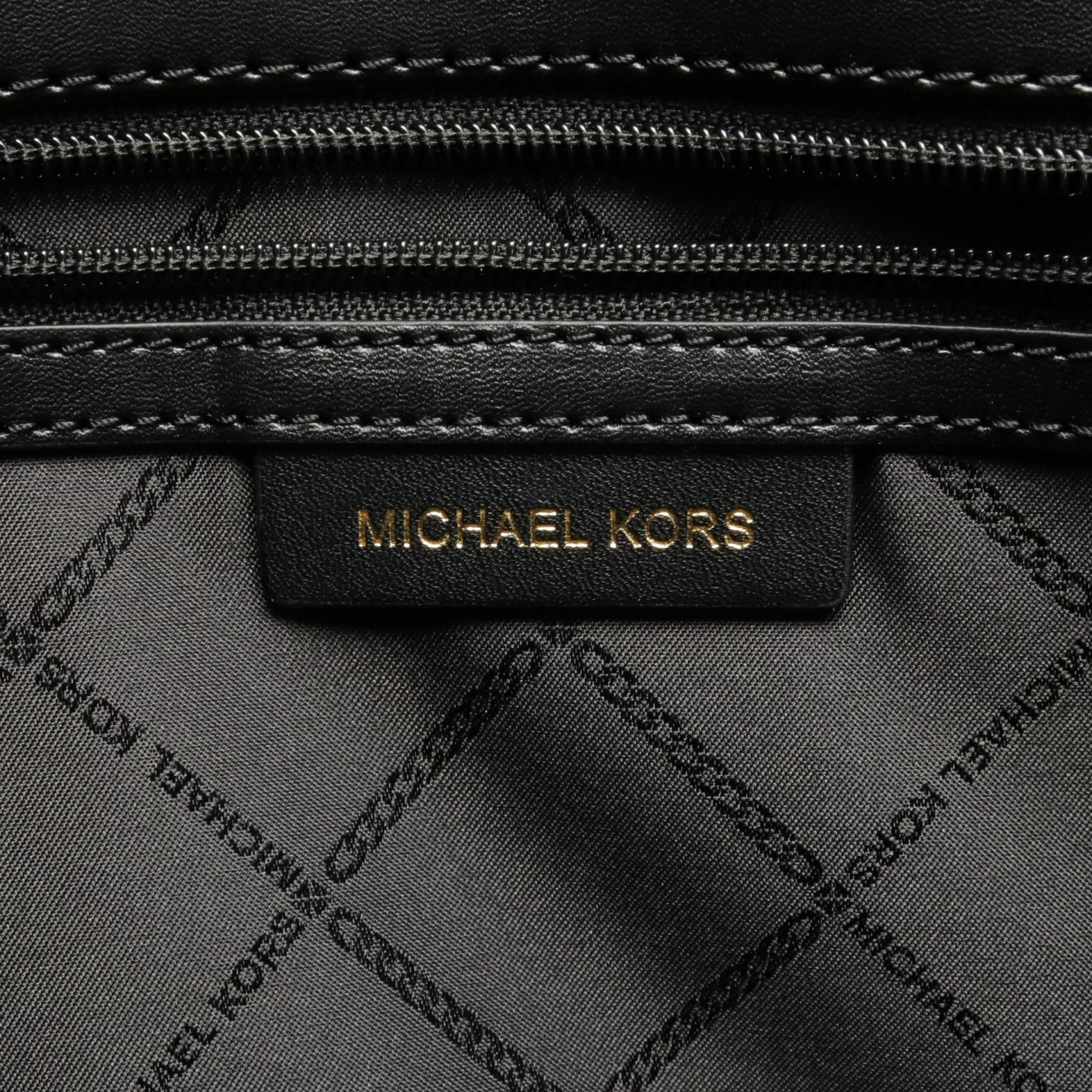 Michael Kors Carter Leather Straw Tote Bag