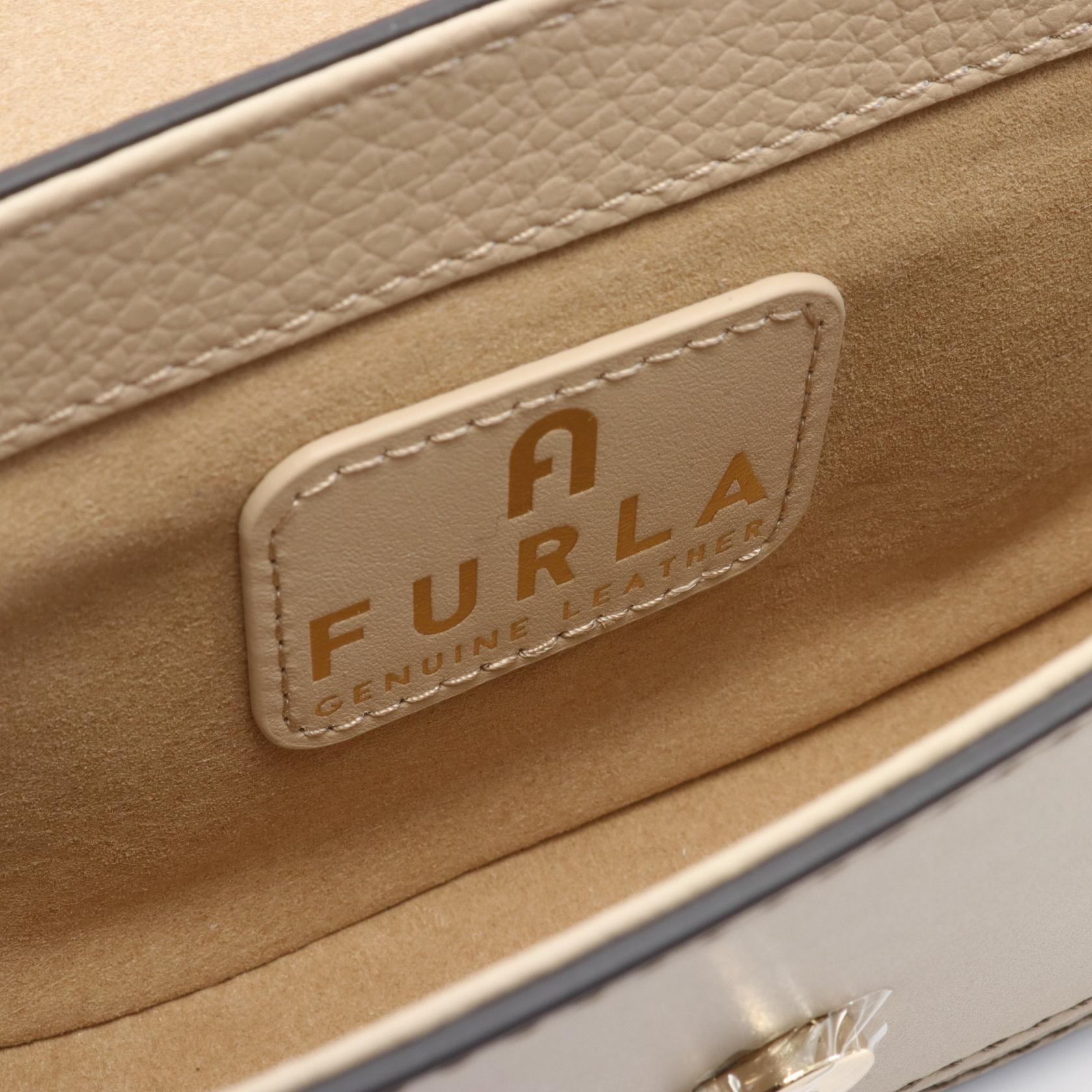 Furla Club 2 Mini Leather Handbag Beige