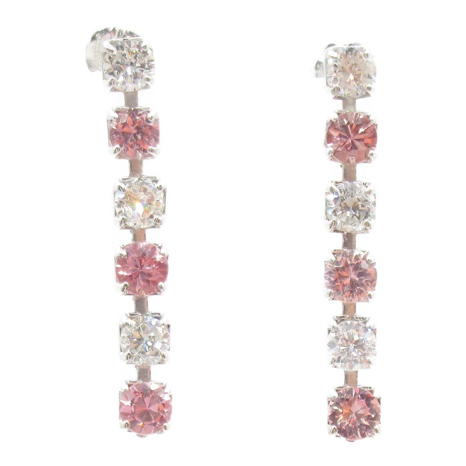 K14WG Pink Sapphire Diamond Earrings