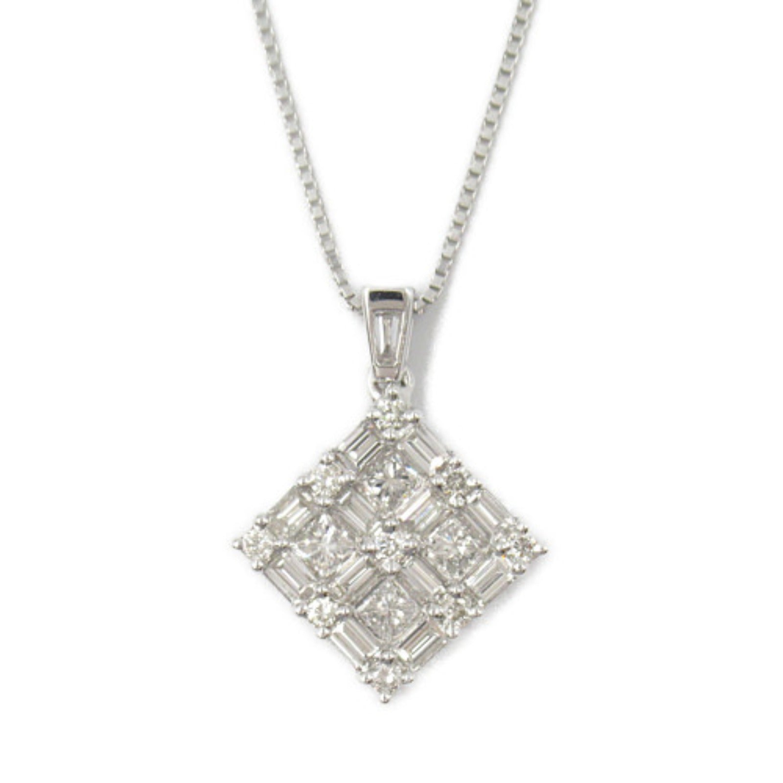 K18WG White Gold Diamond Necklace Jewelry