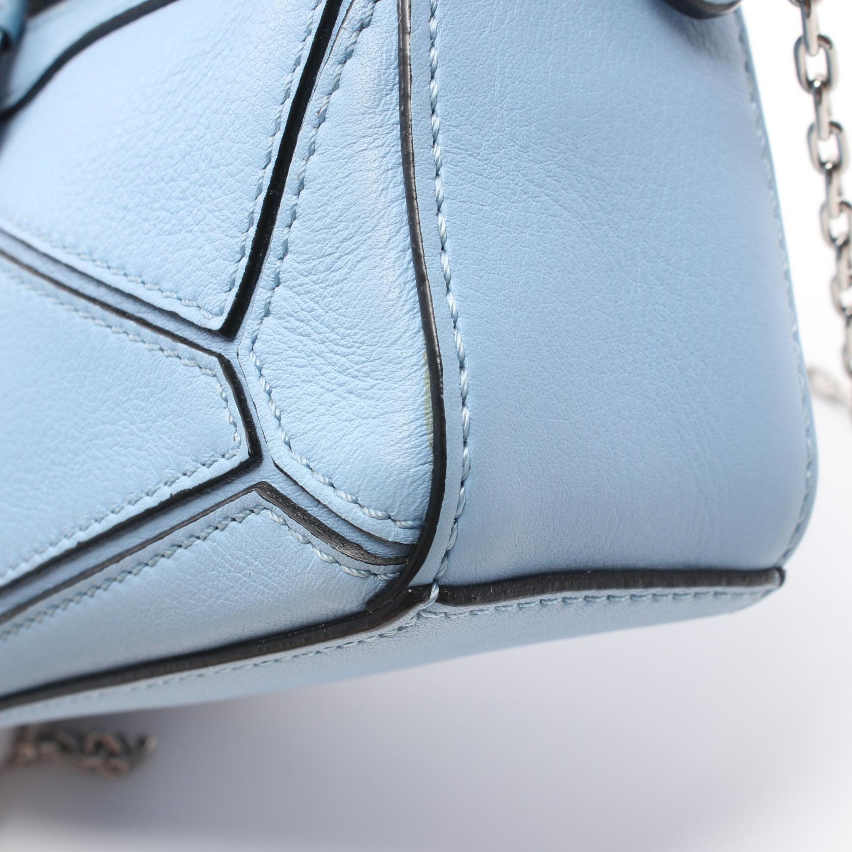 Loewe Leather Puzzle Nano Handbag Blue