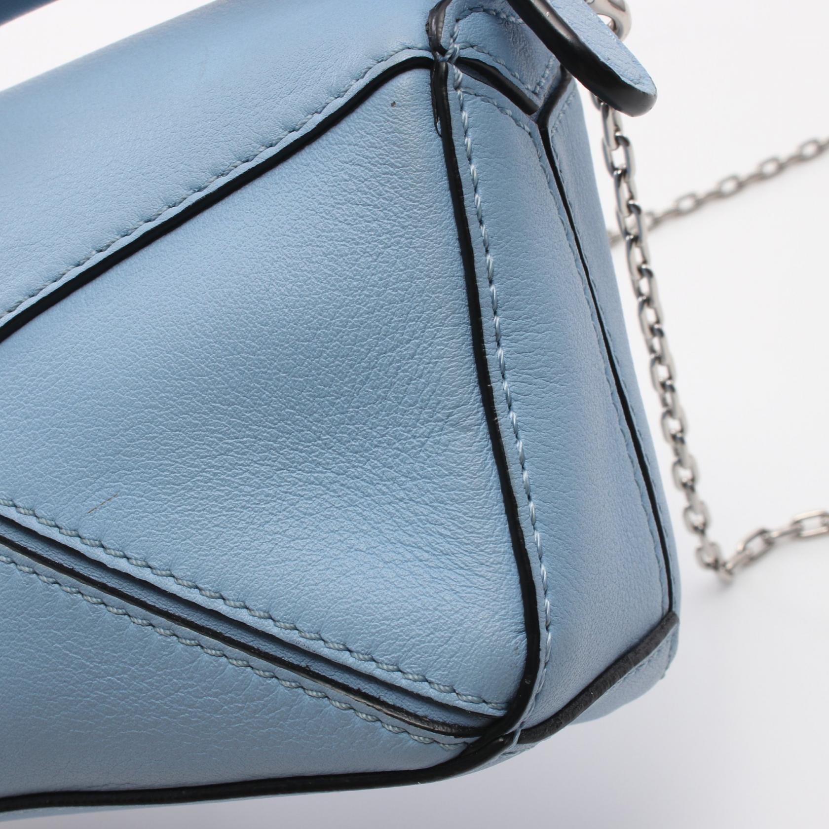 Loewe Leather Puzzle Nano Handbag Blue