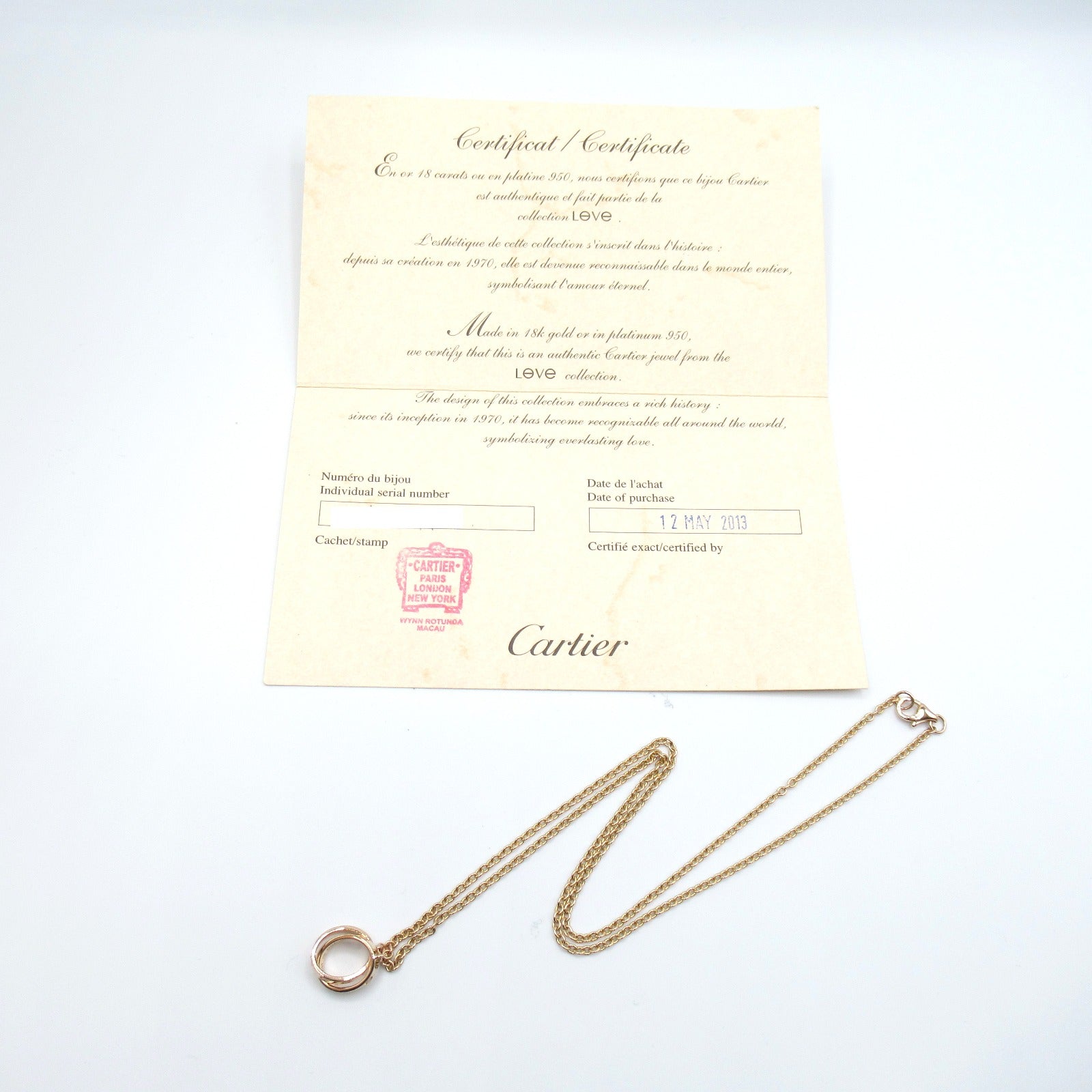 Cartier Baby Love Necklace K18PG Pink Gold