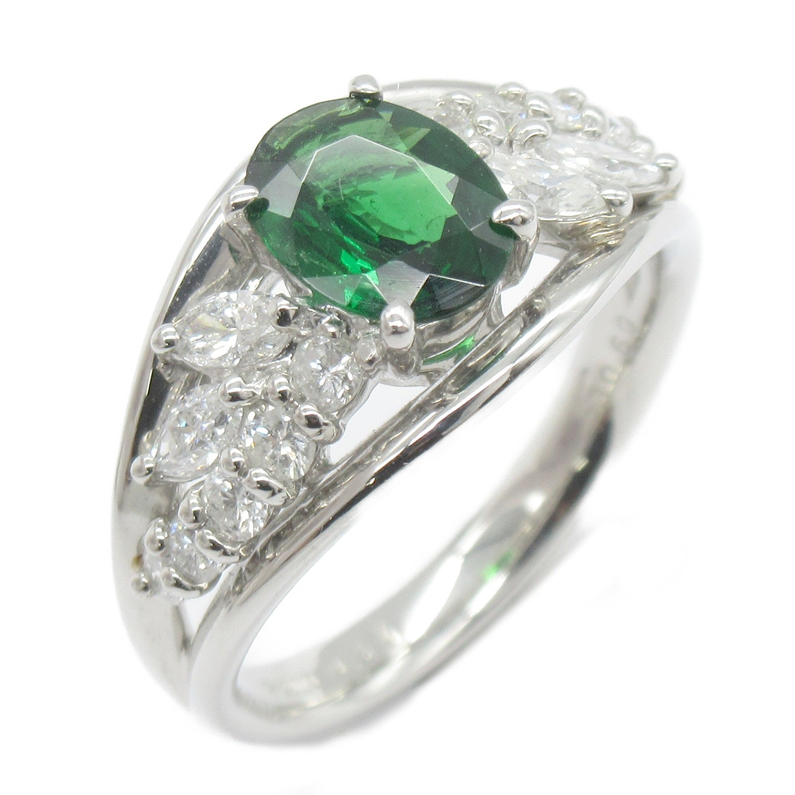 Tsavorite Diamond Ring Pt900 Platinum Jewelry