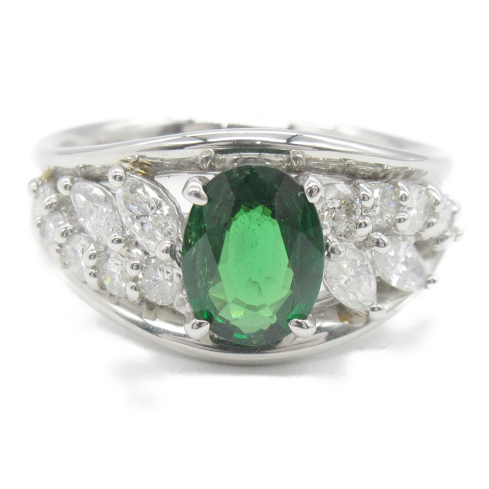 Tsavorite Diamond Ring Pt900 Platinum Jewelry