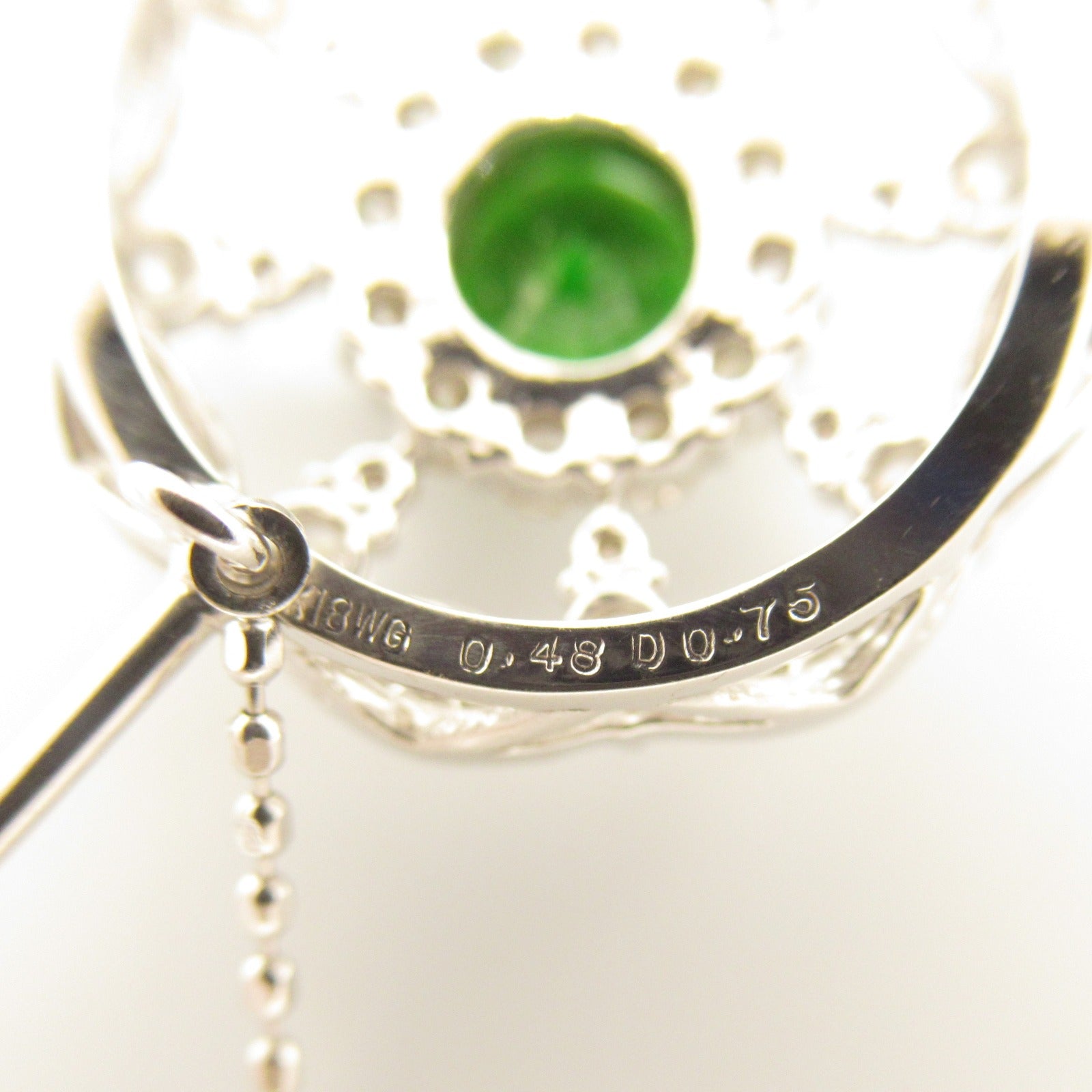 Chrome Diopside Diamond Brooch K18WG White Gold