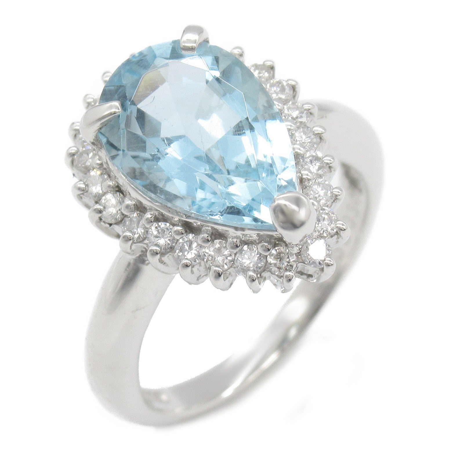 Aquamarine Diamond Ring Pt900 Platinum