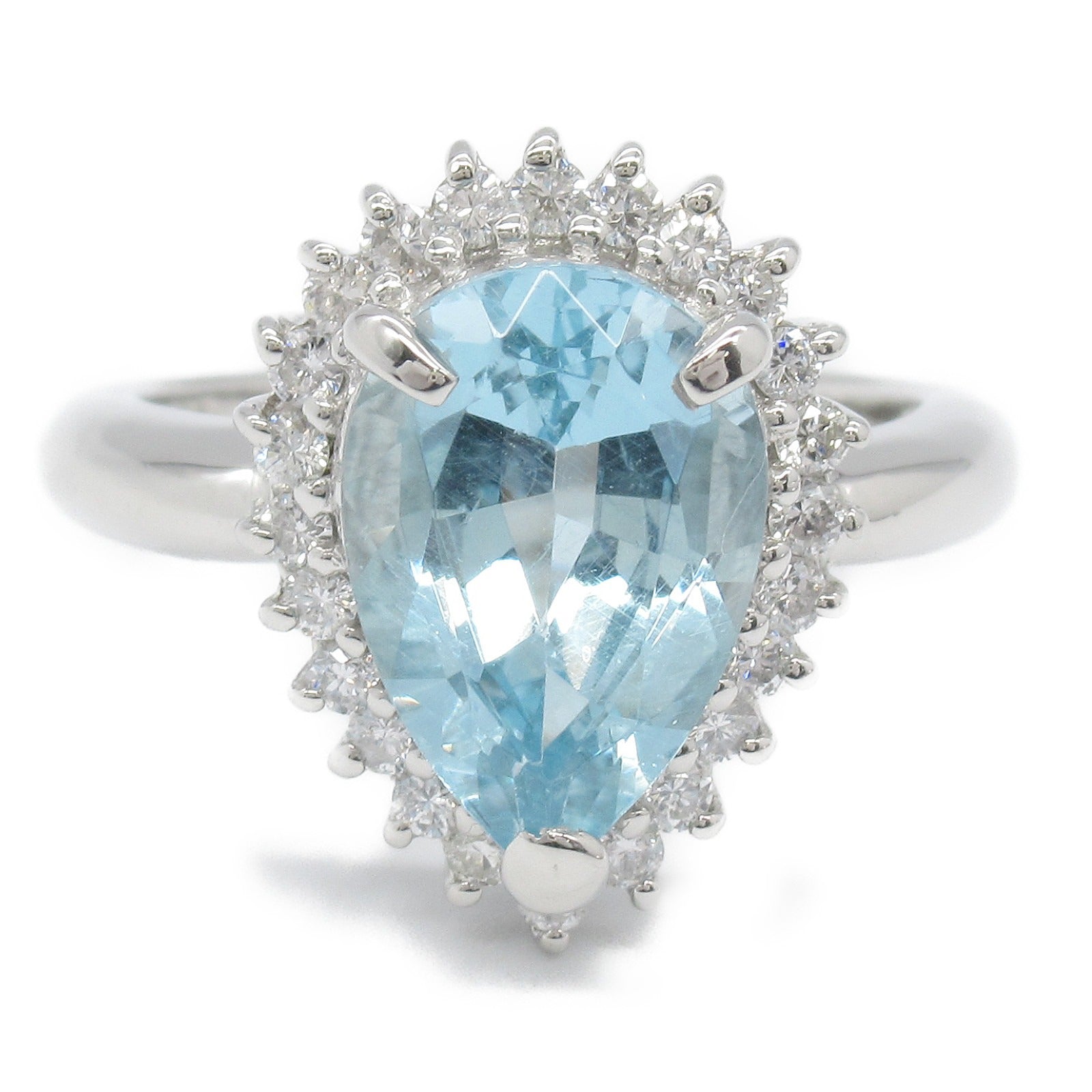 Aquamarine Diamond Ring Pt900 Platinum