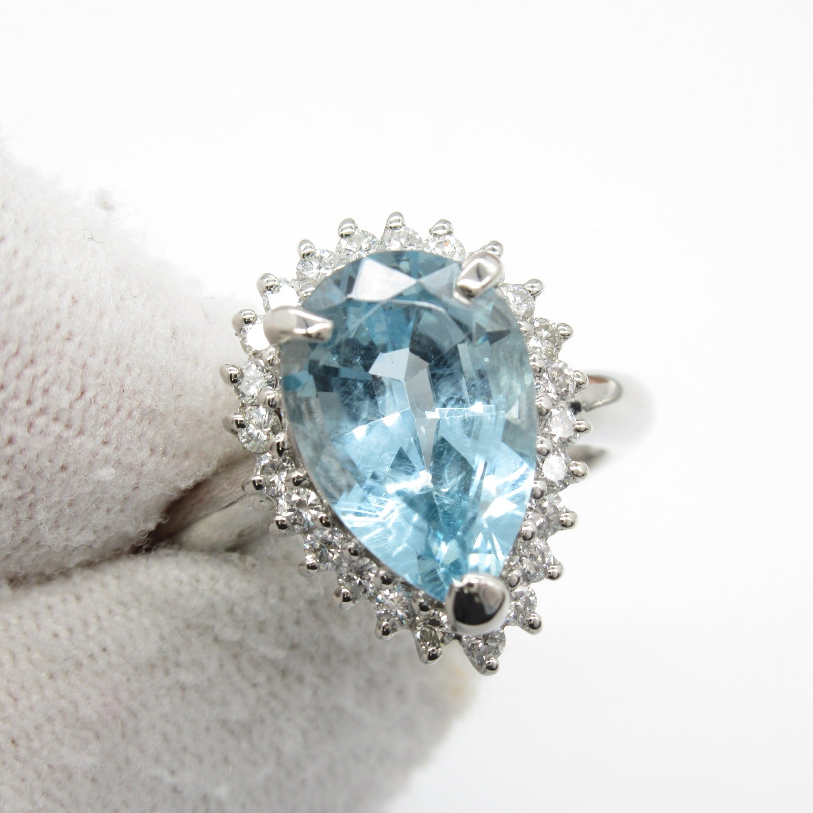 Aquamarine Diamond Ring Pt900 Platinum