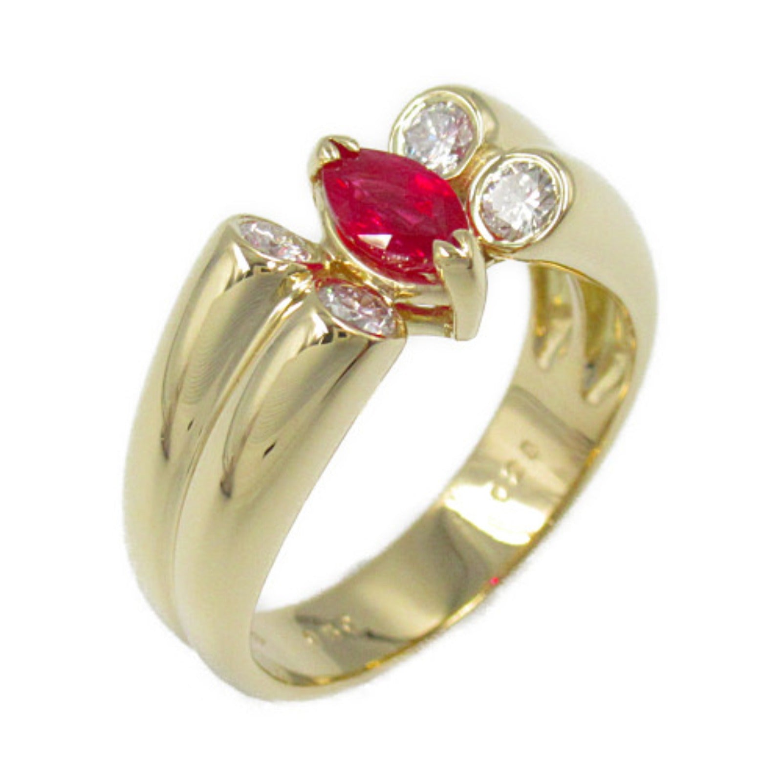 LuxUness 18K Ruby Diamond Ring  Metal Ring in Great Condition