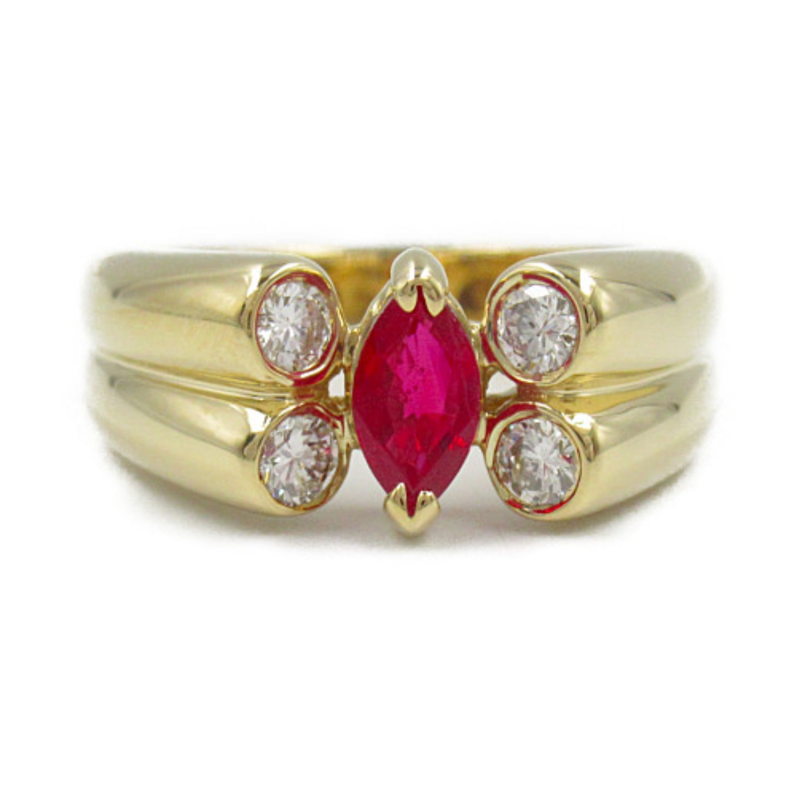 LuxUness 18K Ruby Diamond Ring  Metal Ring in Great Condition