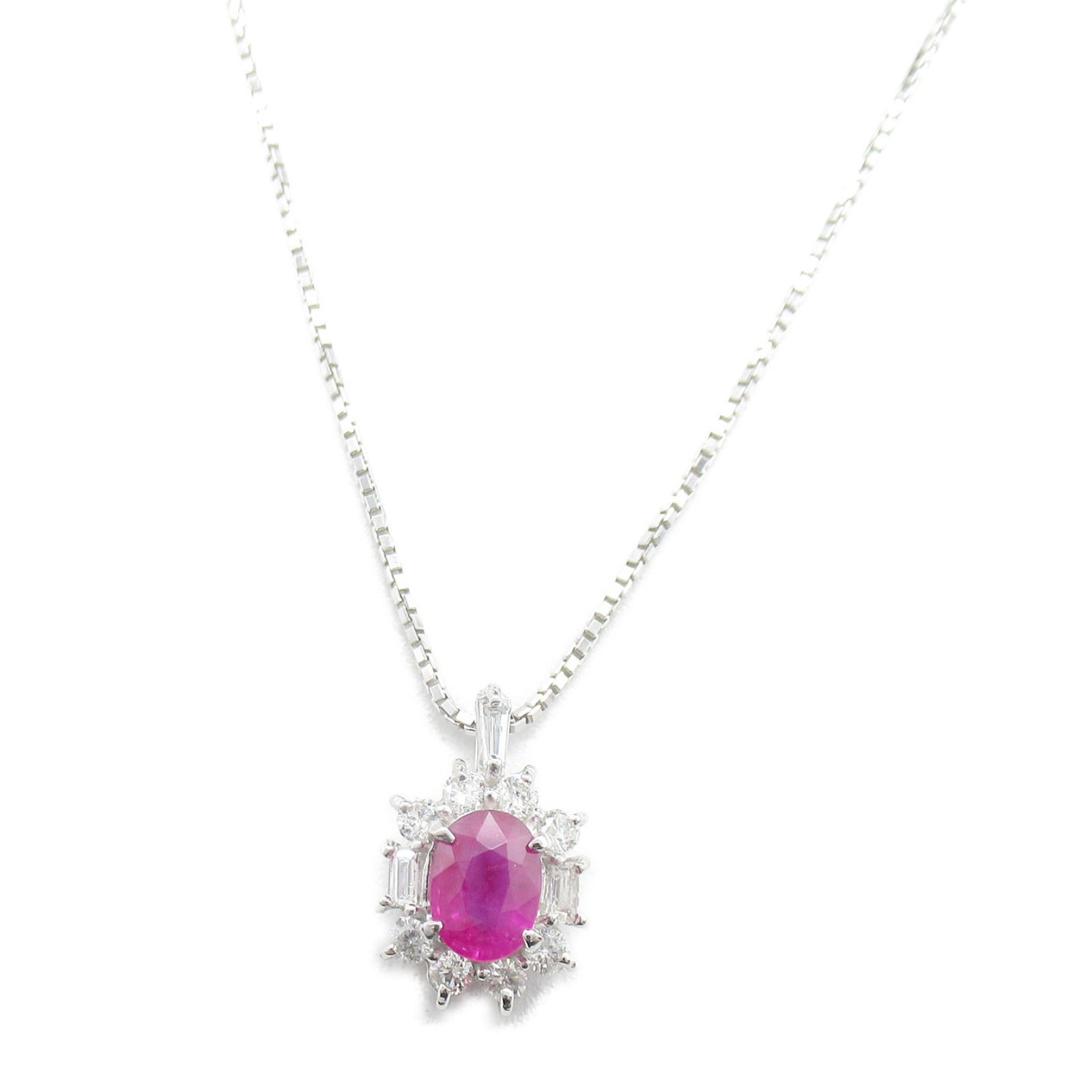 Ruby Diamond Necklace Pt900 Pt850 Platinum