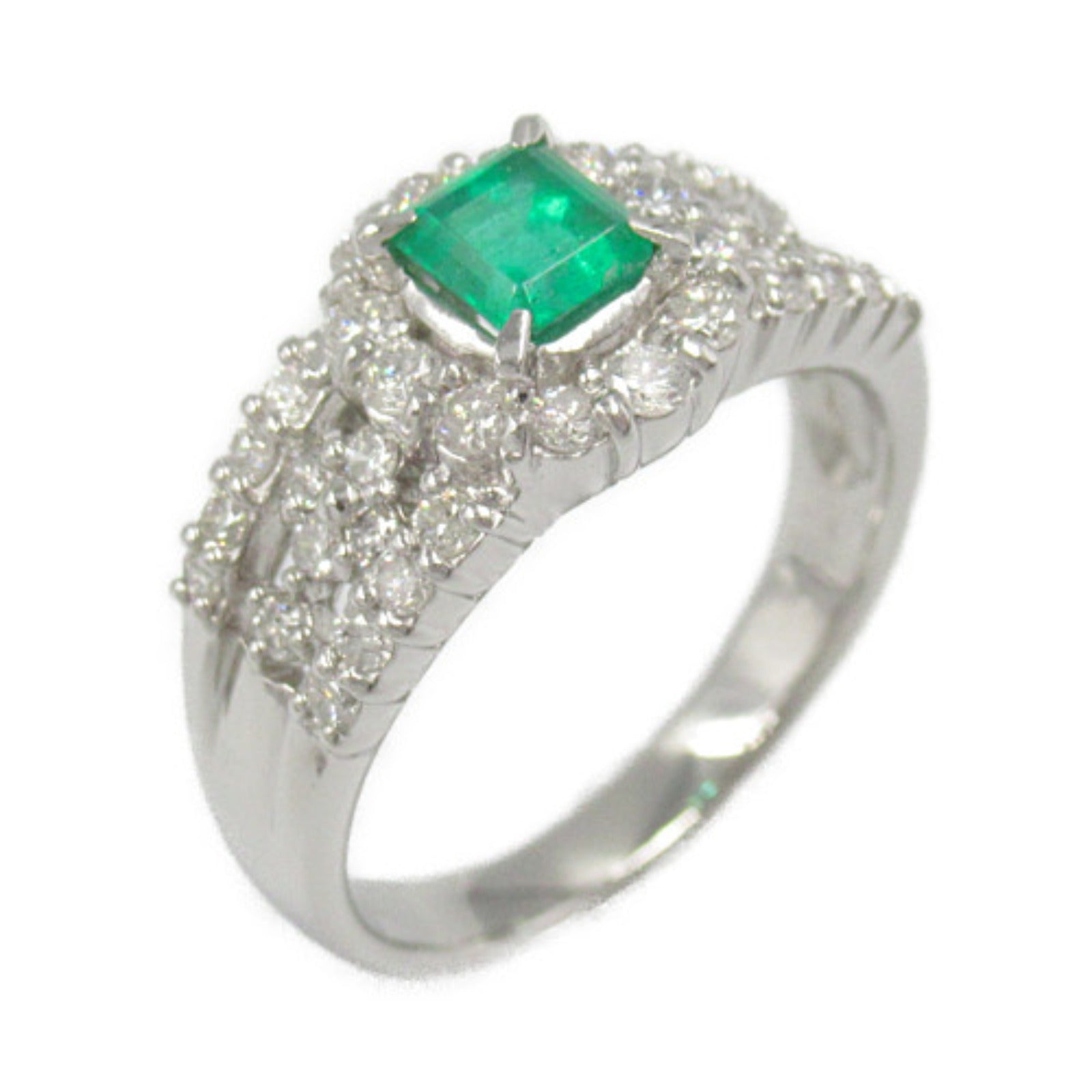 LuxUness Platinum Emerald Ring  Metal Ring in Great Condition