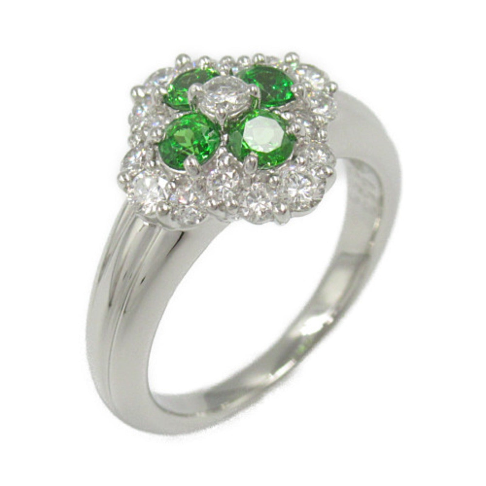 LuxUness Platinum Emerald Diamond Ring  Metal Ring in Great Condition