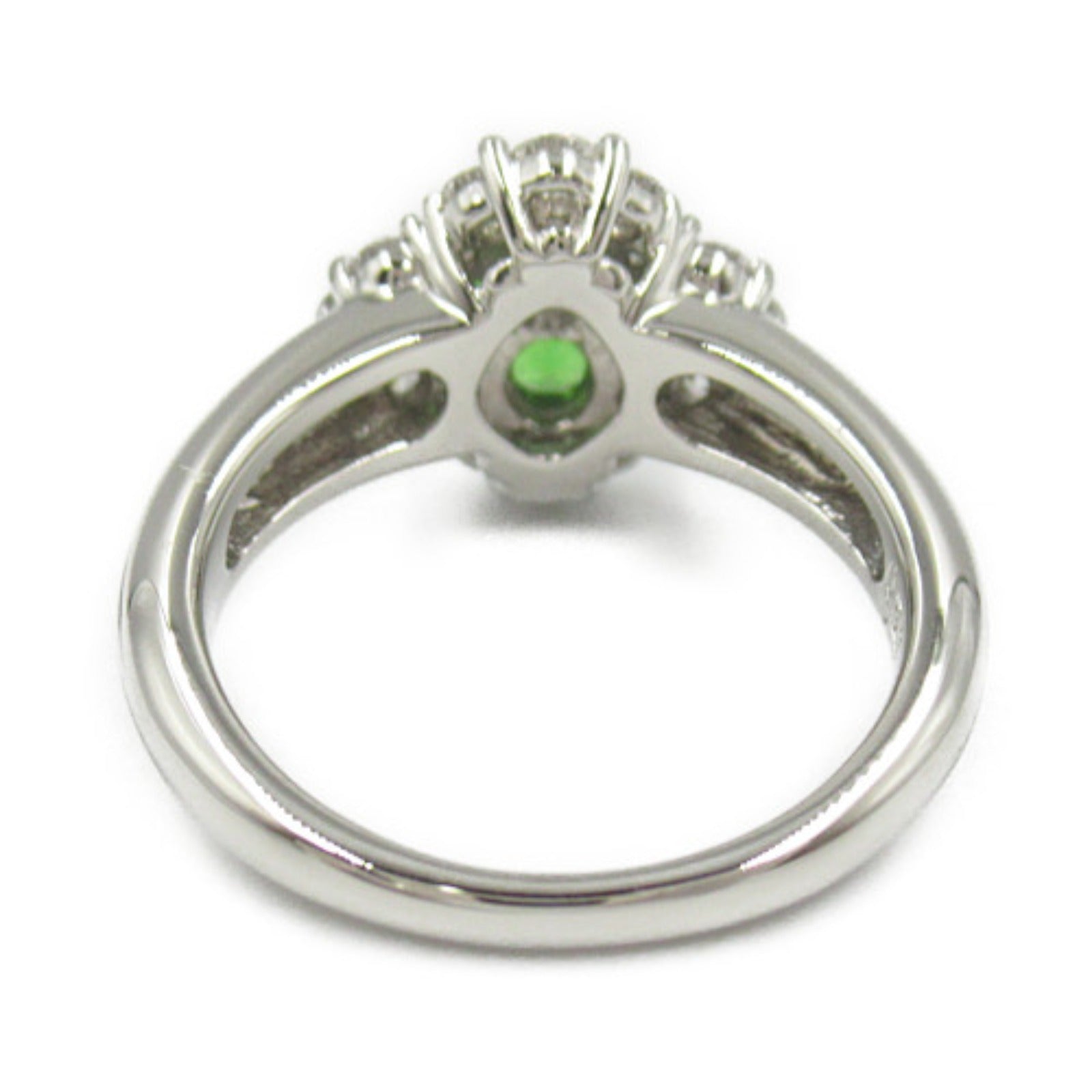 LuxUness Platinum Emerald Diamond Ring  Metal Ring in Great Condition