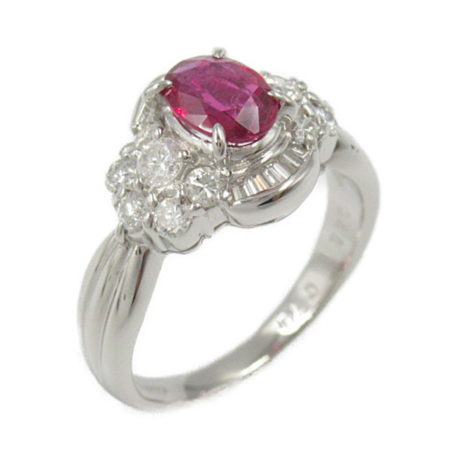 LuxUness Platinum Ruby Diamond Ring  Metal Ring in Great Condition