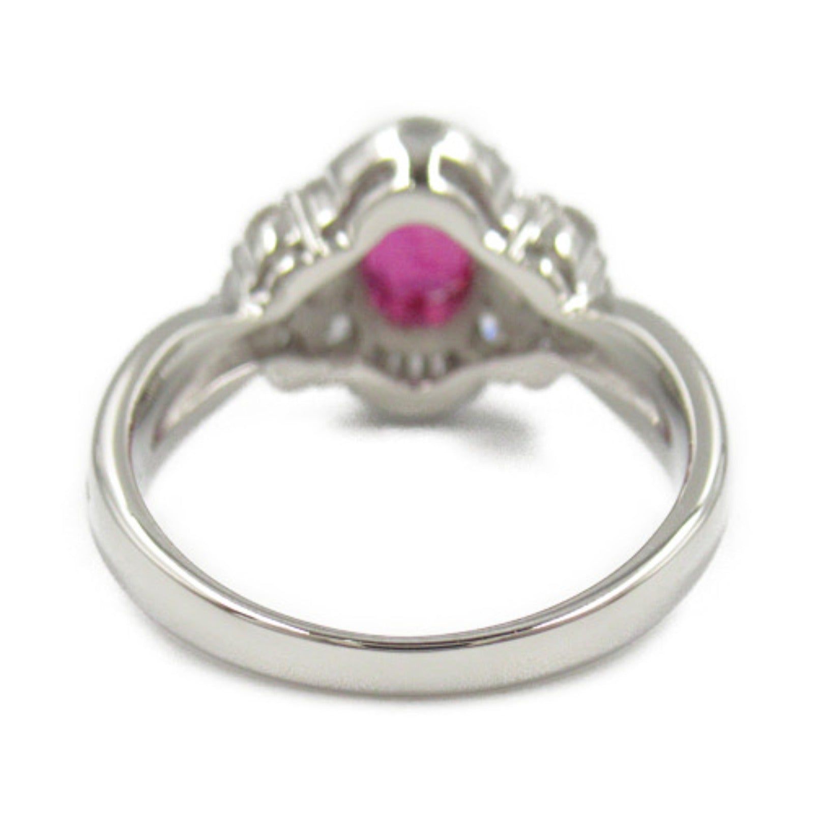 LuxUness Platinum Ruby Diamond Ring  Metal Ring in Great Condition